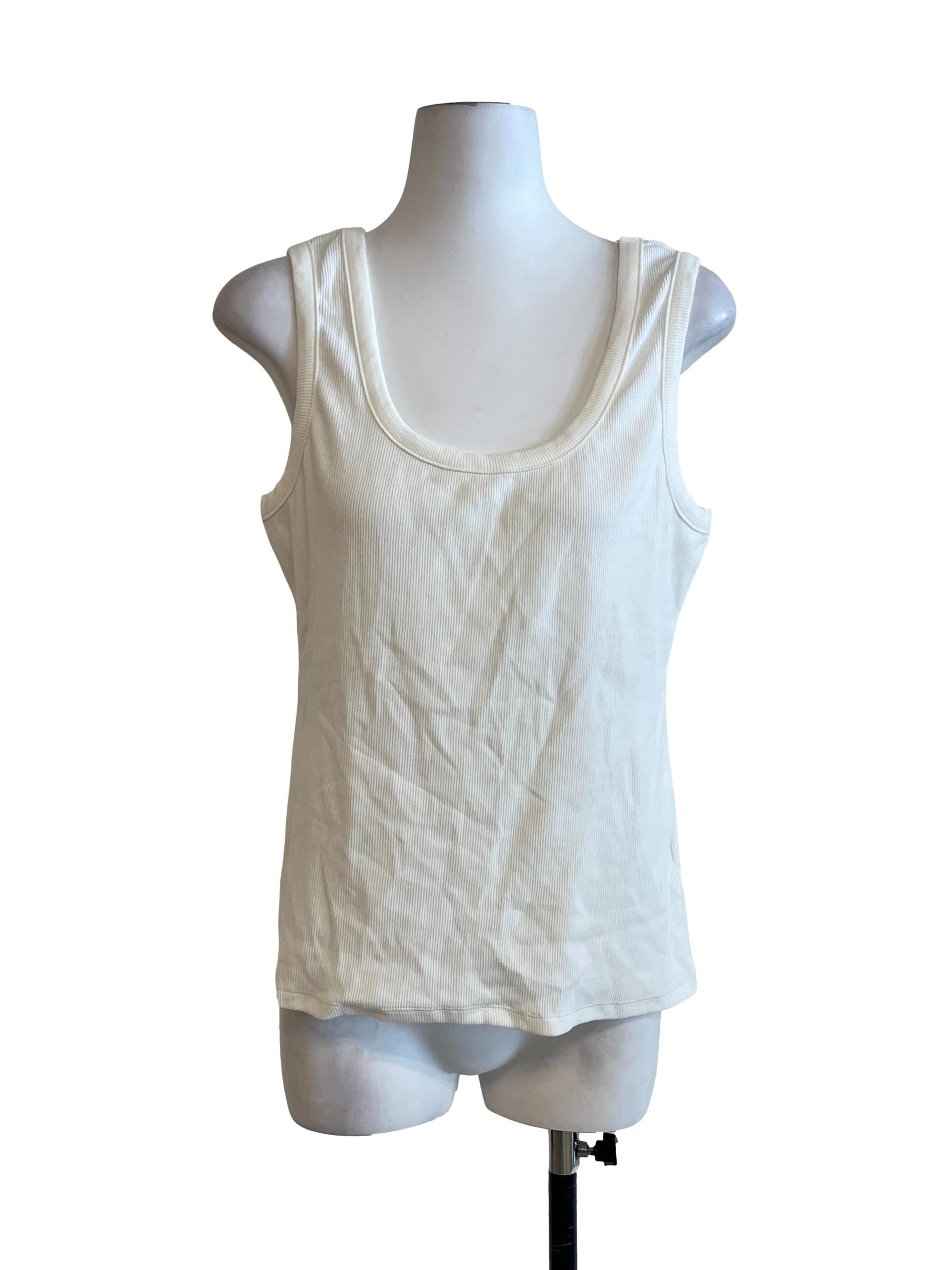 Ivory White Scoop Sleeveless Top GA
