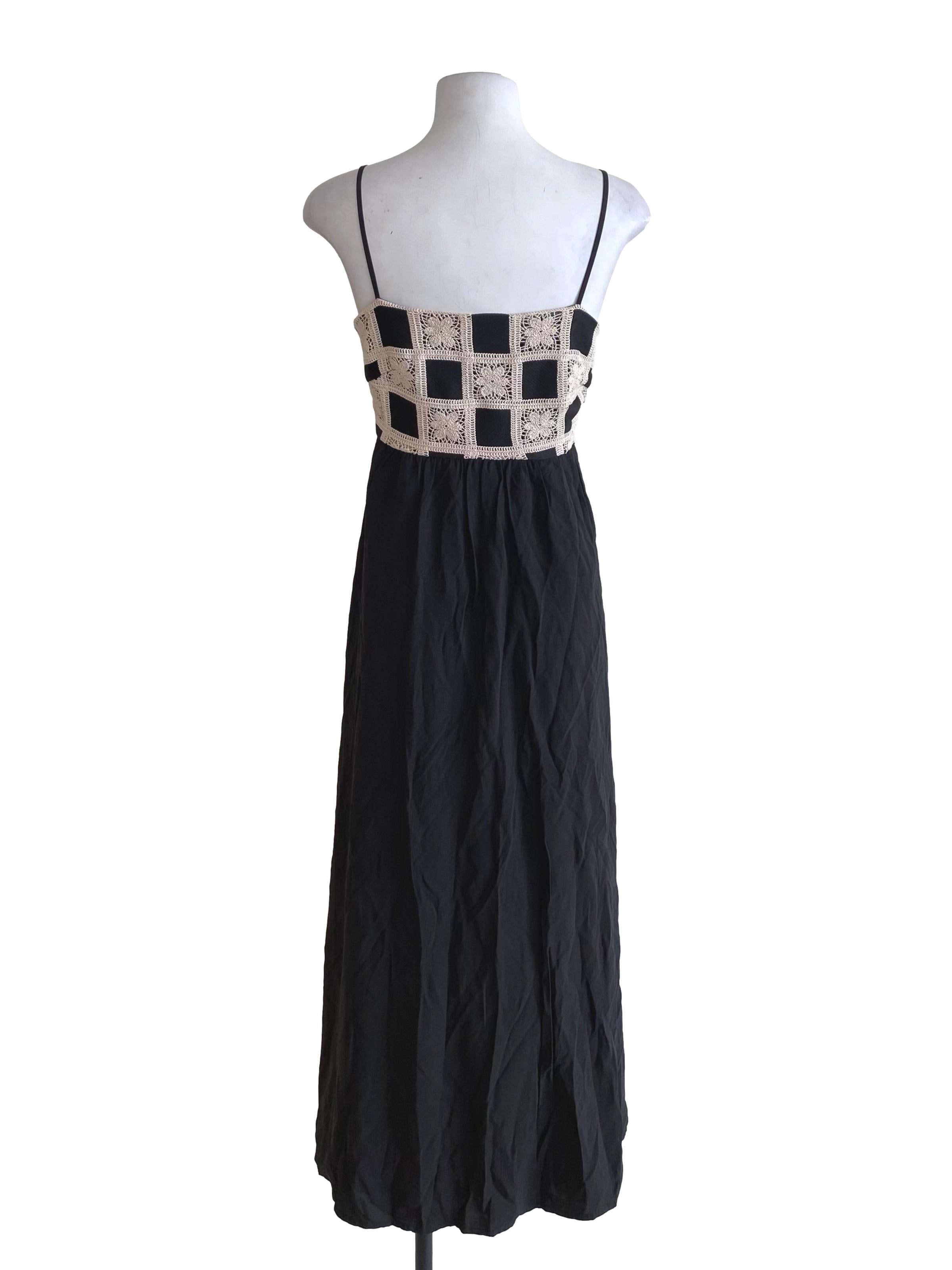 Midnight Black White Lace Top Dress
