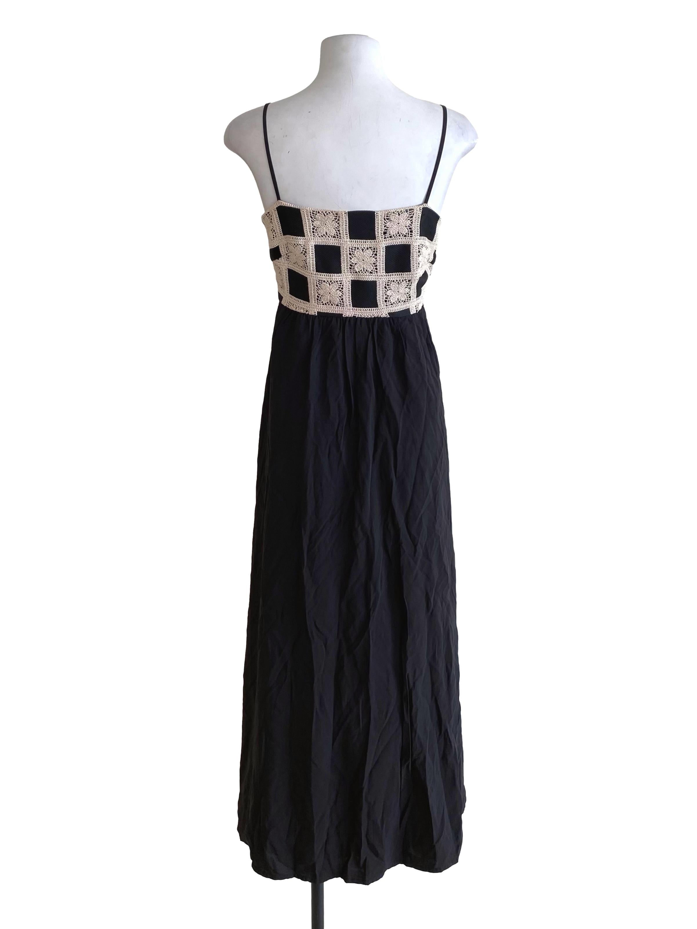 Midnight Black With Cream White Lace Top Dress