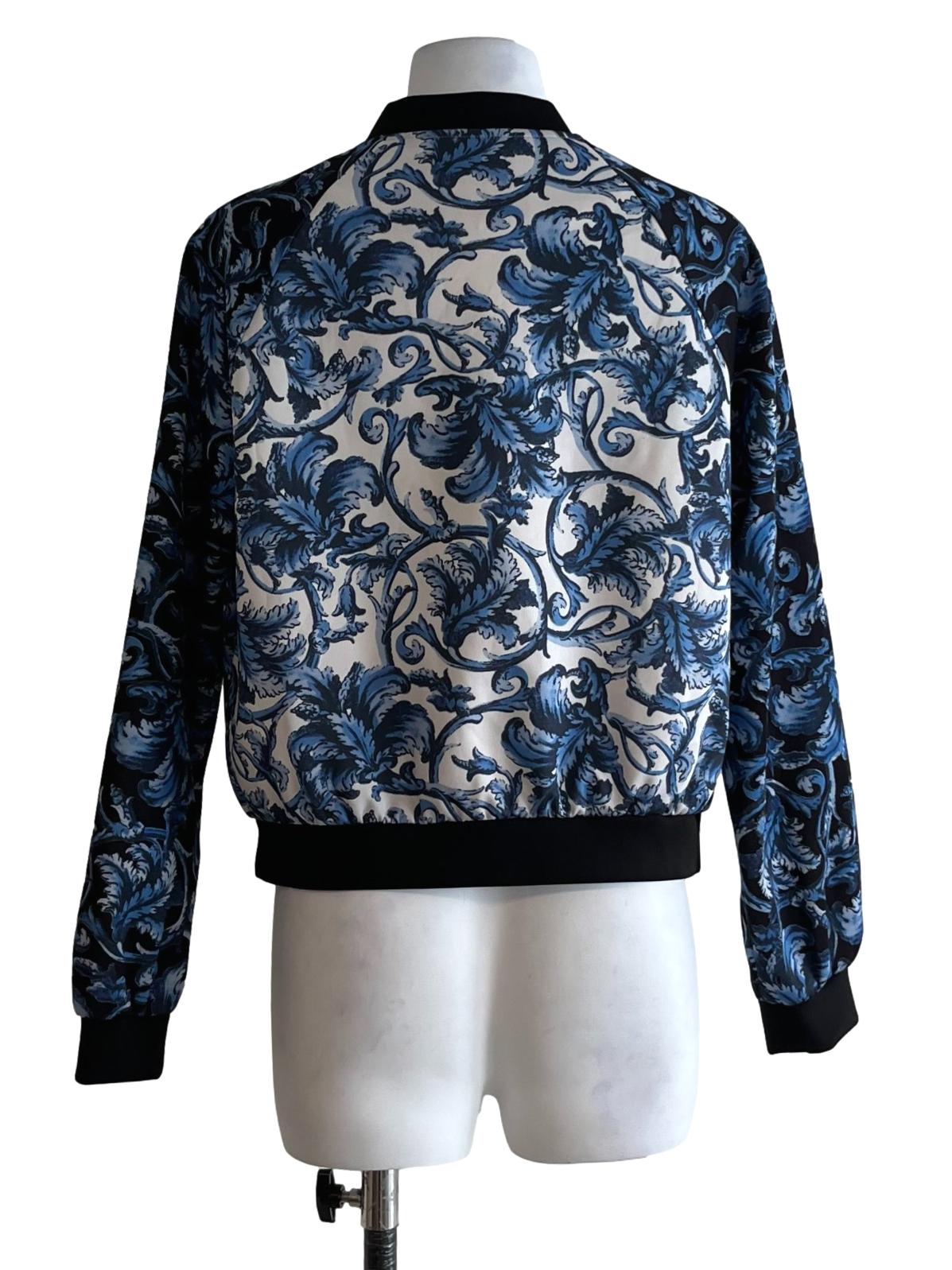 Blue Abstract Zip-Up Jacket