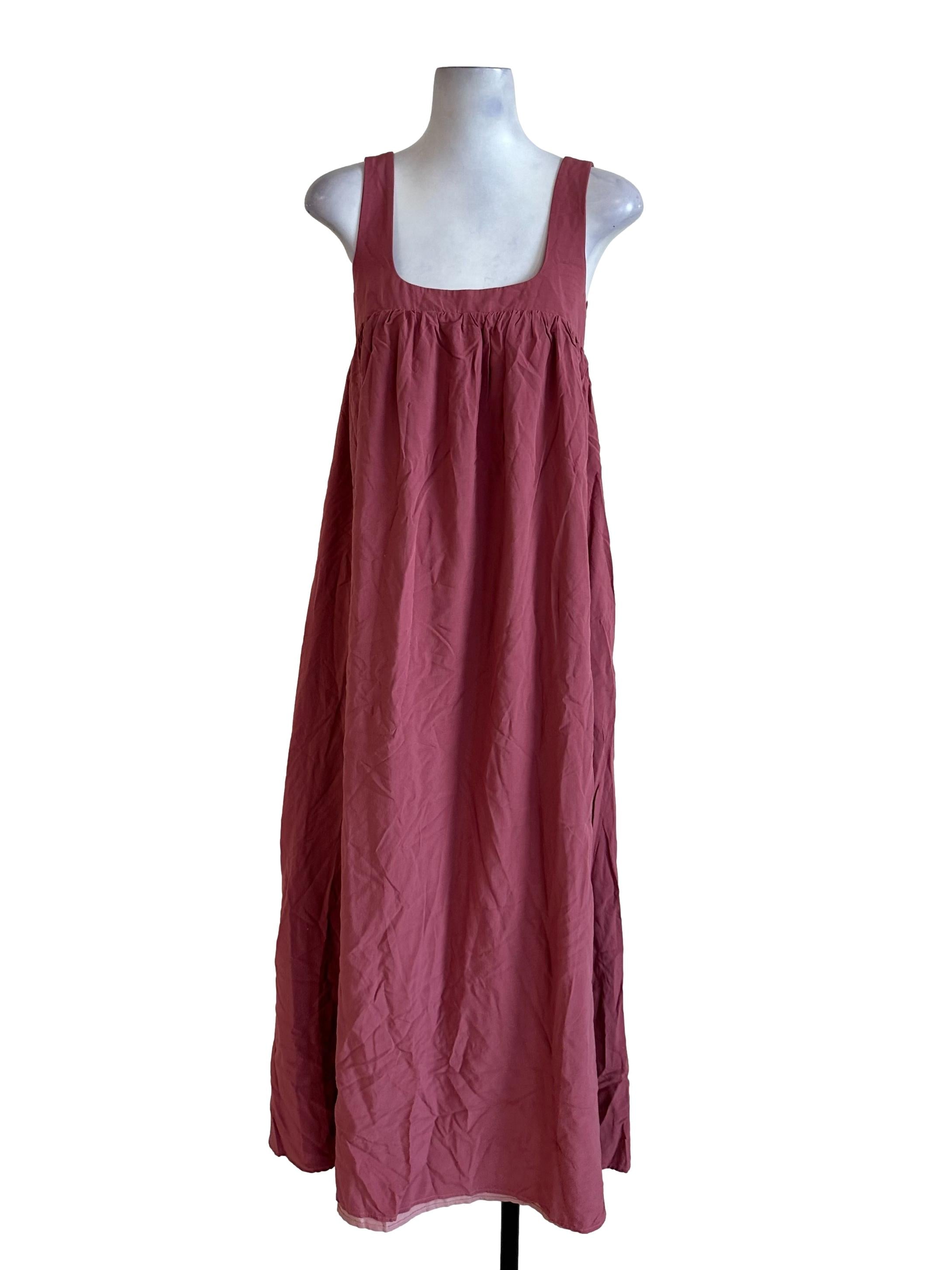 Rose Pink Square Neck Tent Dress