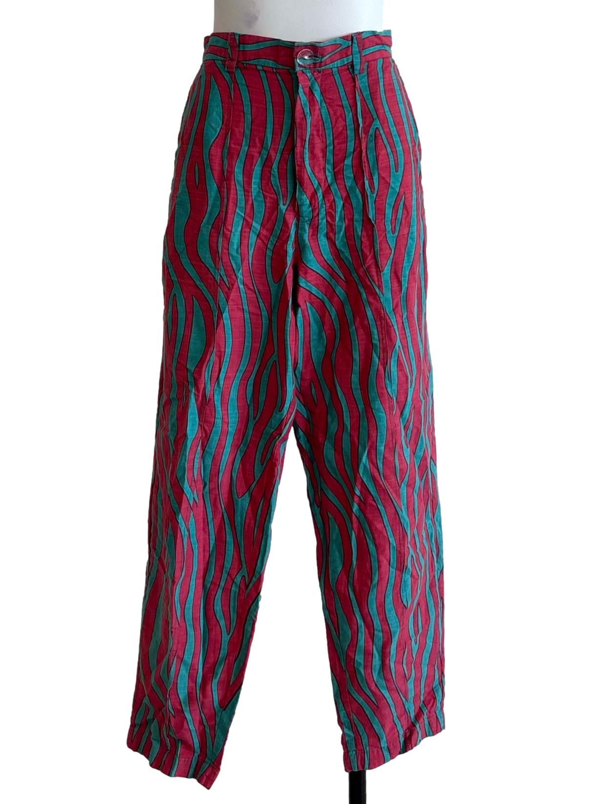Turquoise And Hot Pink Patterned Pants