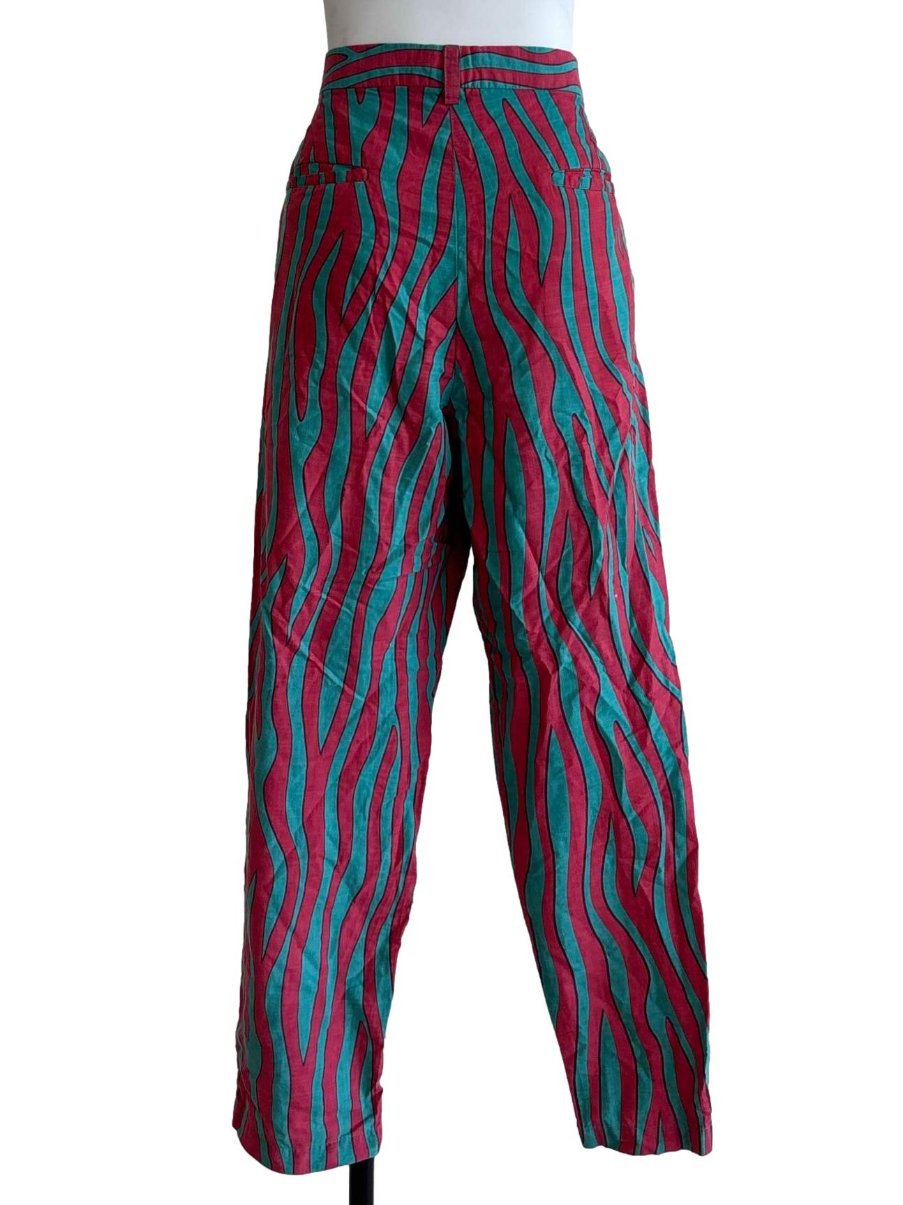 Turquoise And Hot Pink Patterned Pants