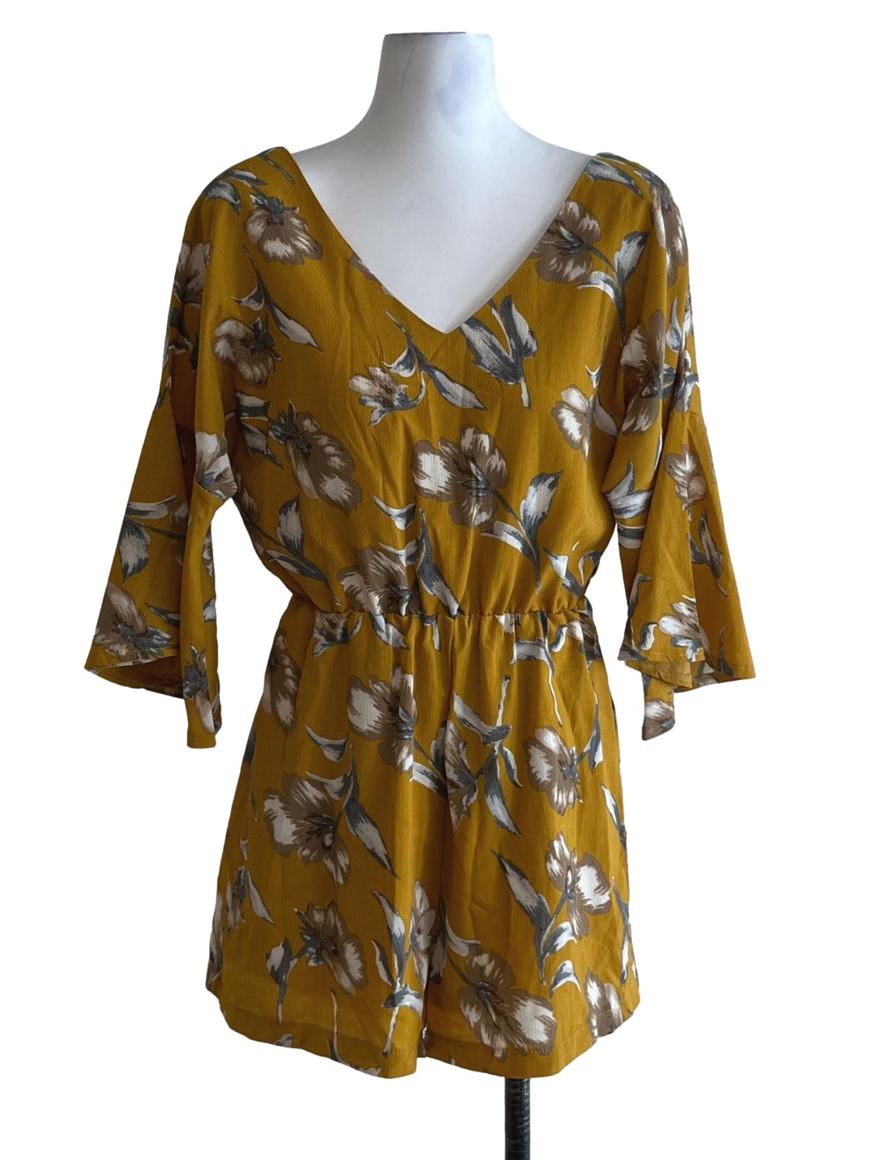 Mustard Yellow Floral Romper