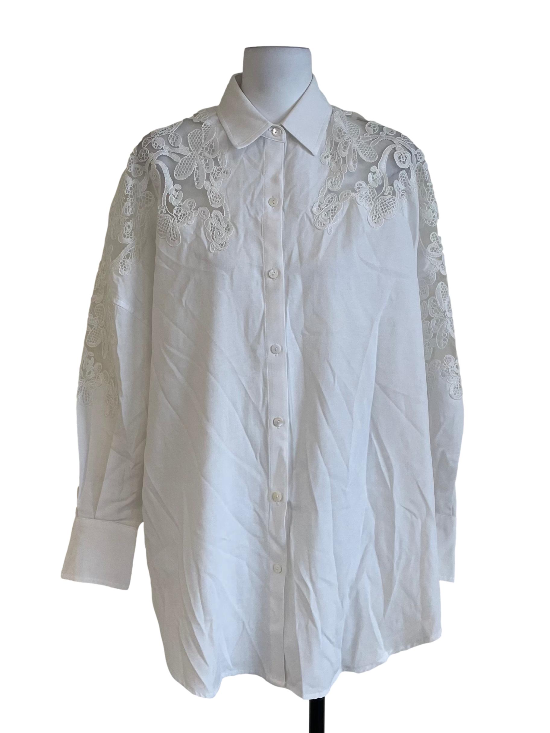 Daisy White Lace Oversized Shirt Dress LB