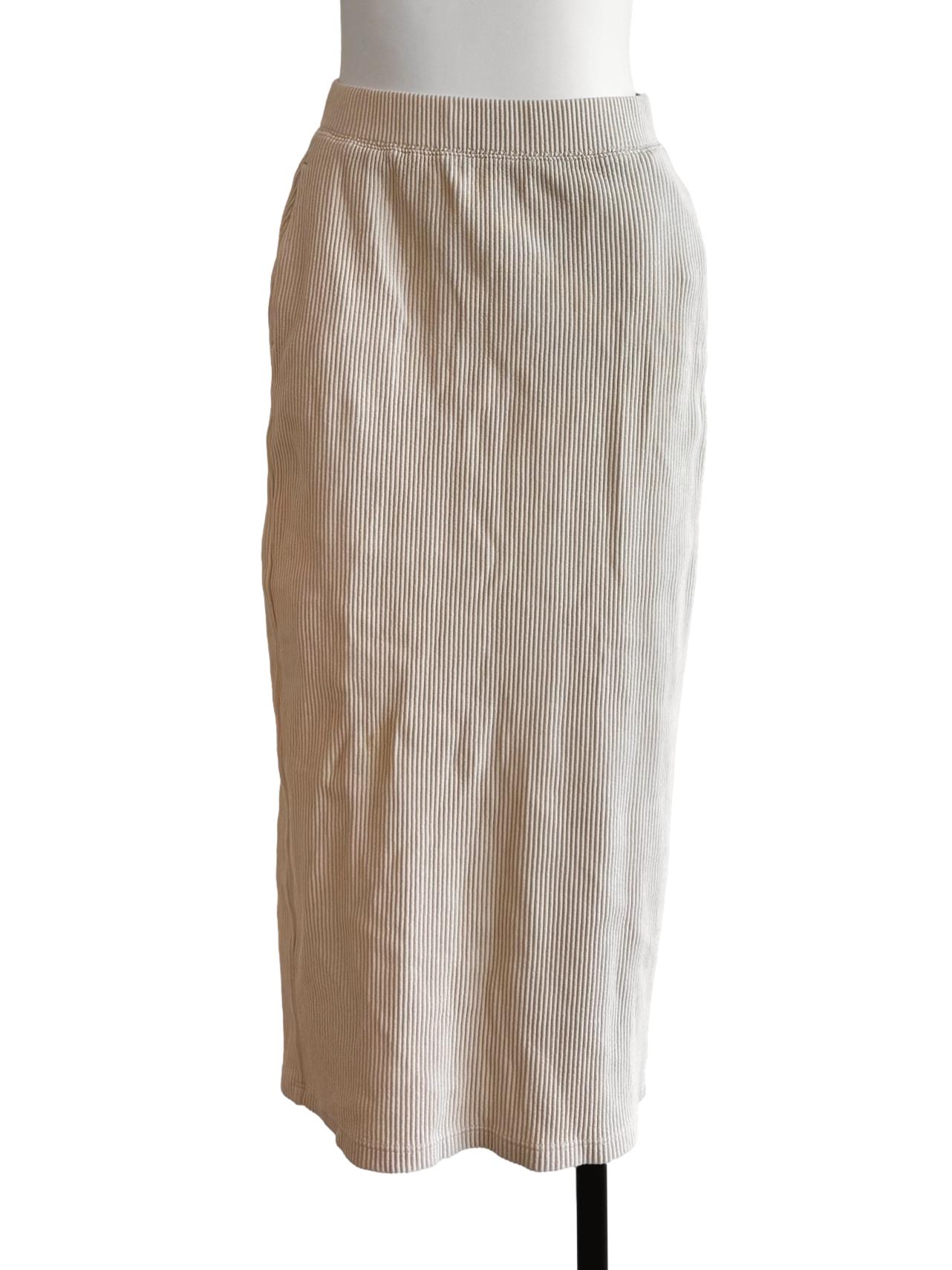 Textured Beige Pencil Skirt