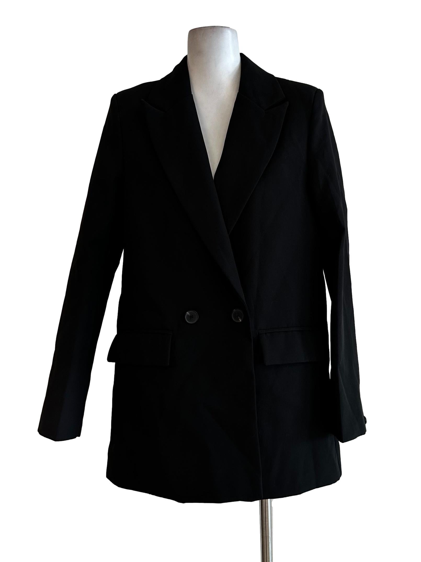 Black Collar Button Blazer