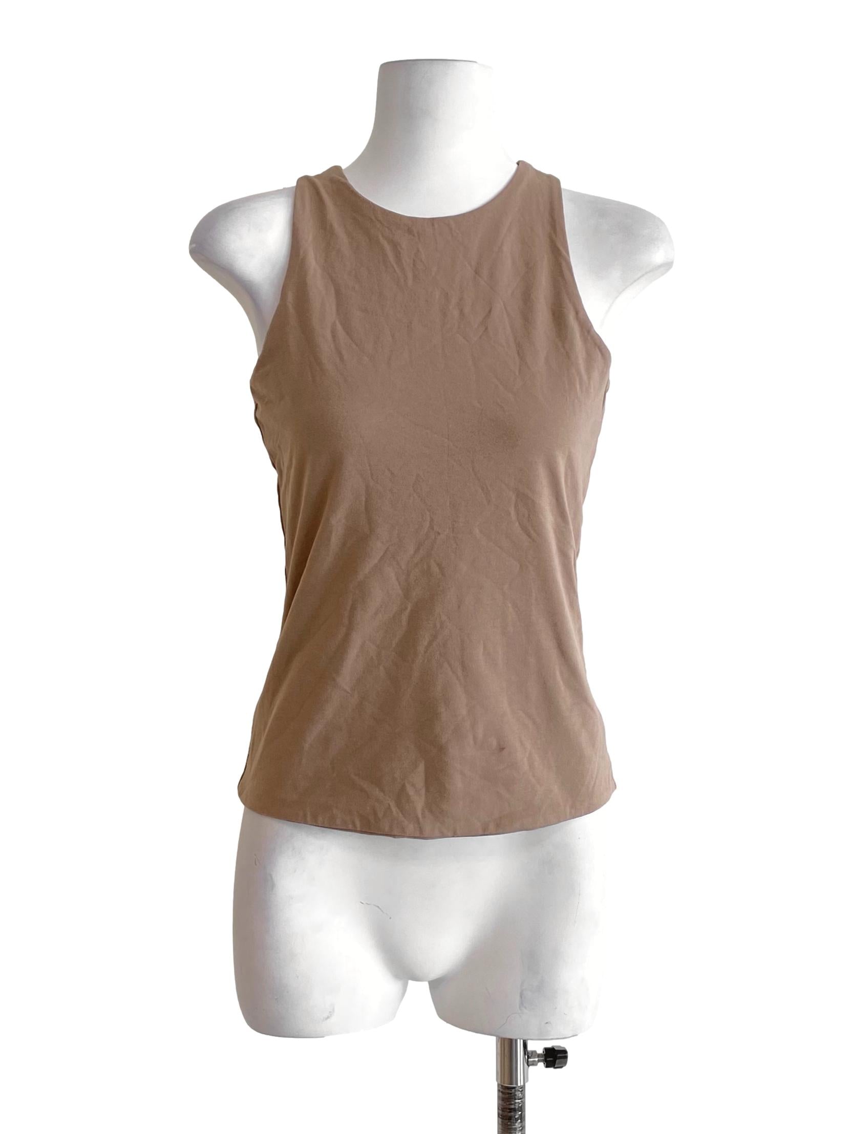 Flaxen Beige Sleeveless Basic Top LB
