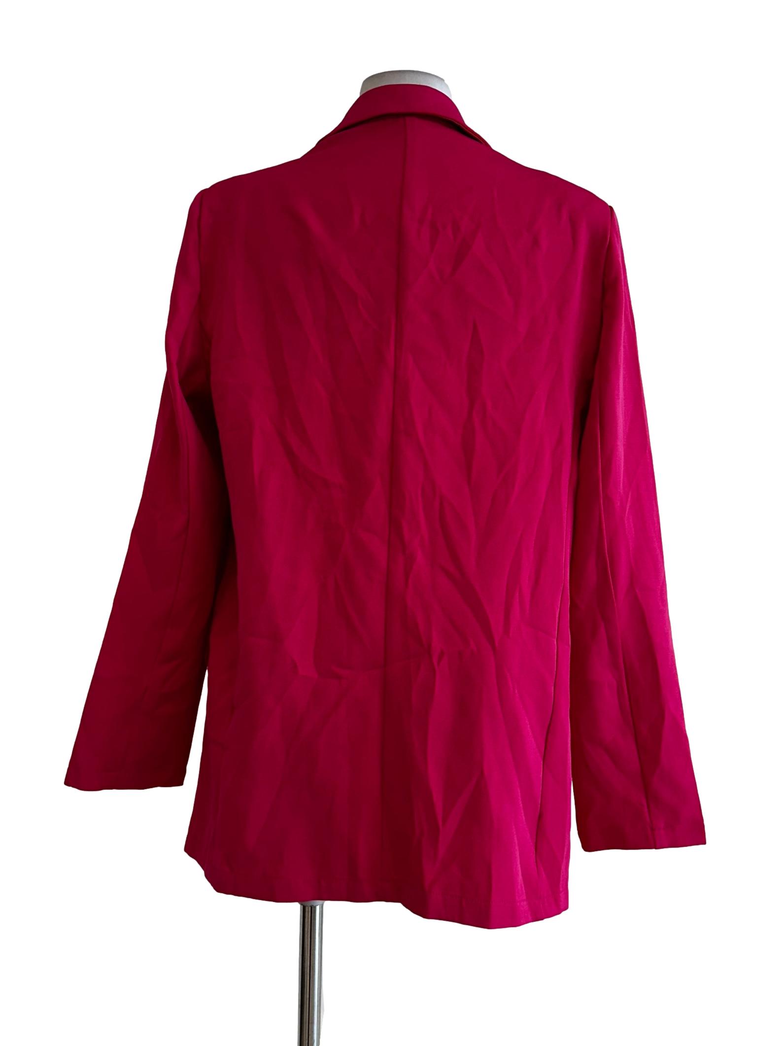 Hot Pink Collar Button Blazer
