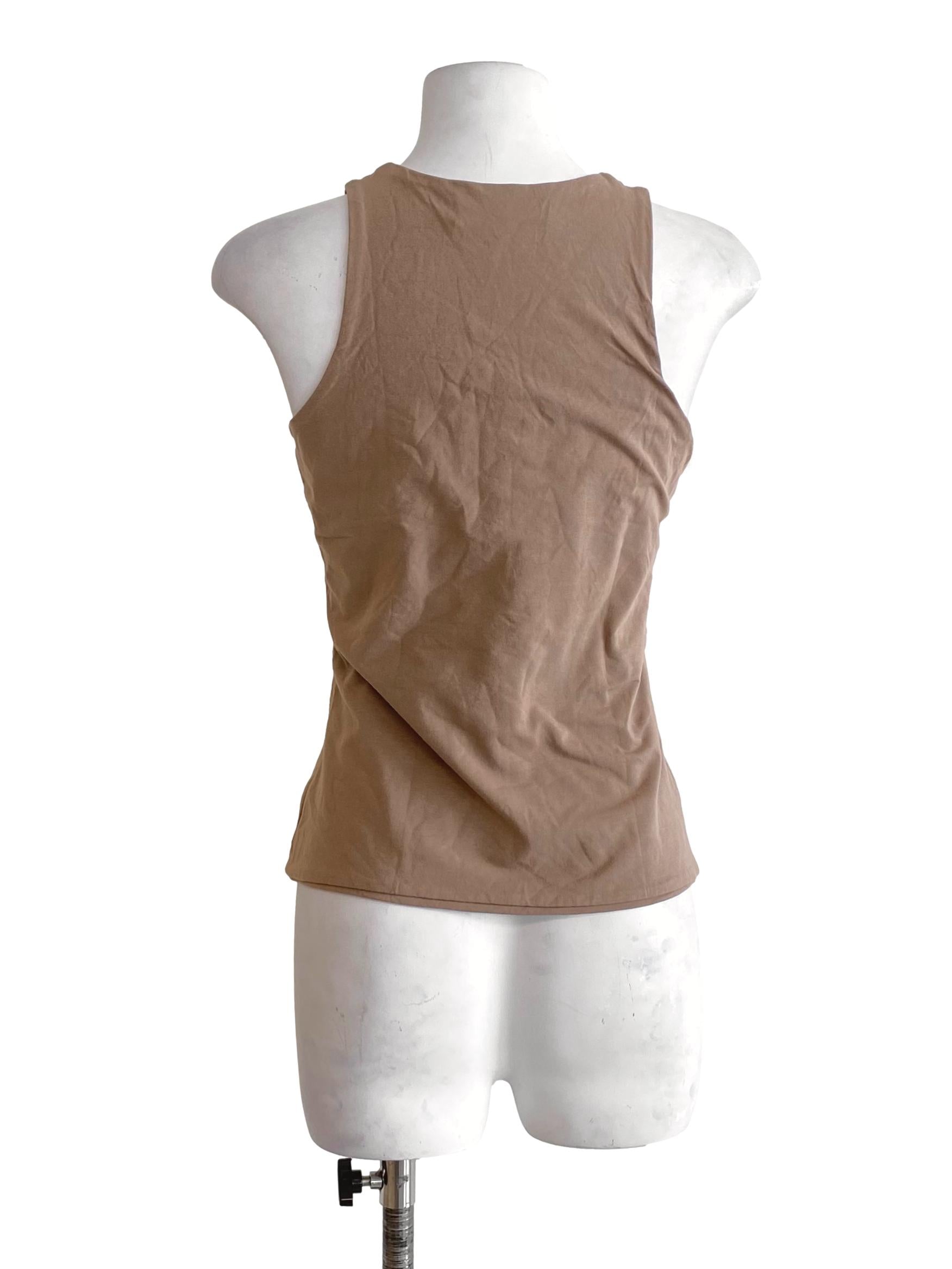Flaxen Beige Sleeveless Basic Top LB