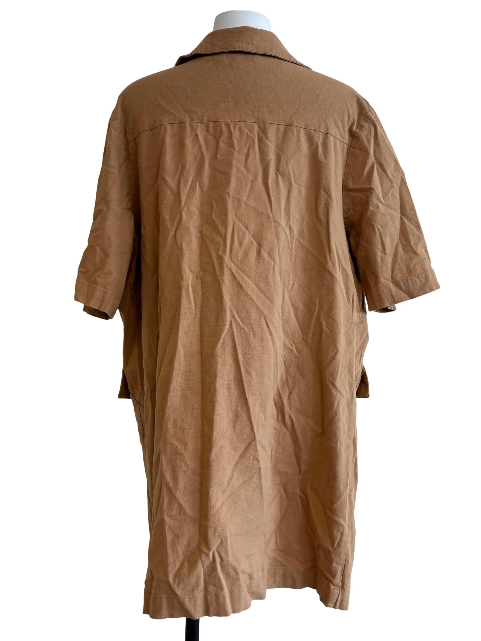 Adobe Brown Plain Short Sleeve Shirt Dress