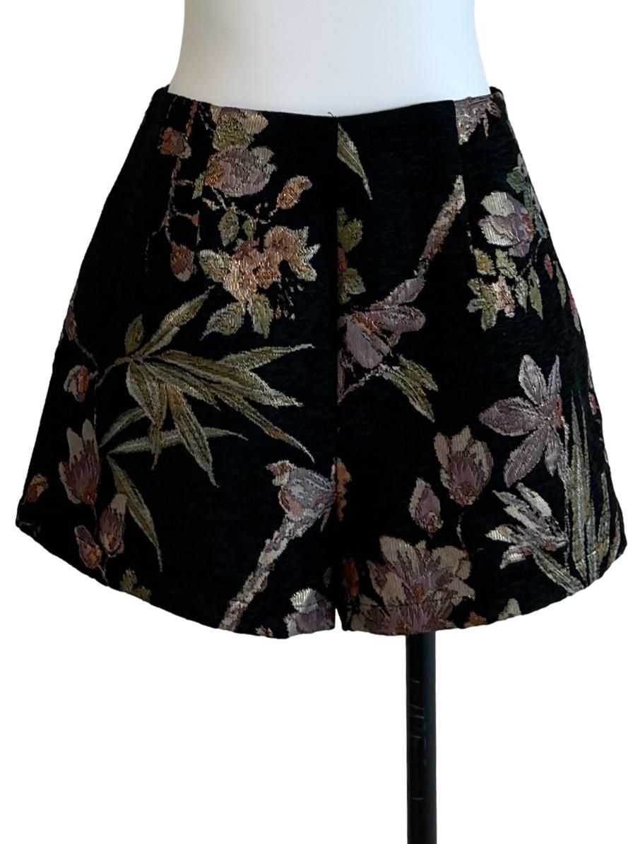 Soft Black Patrine Brocade Shorts
