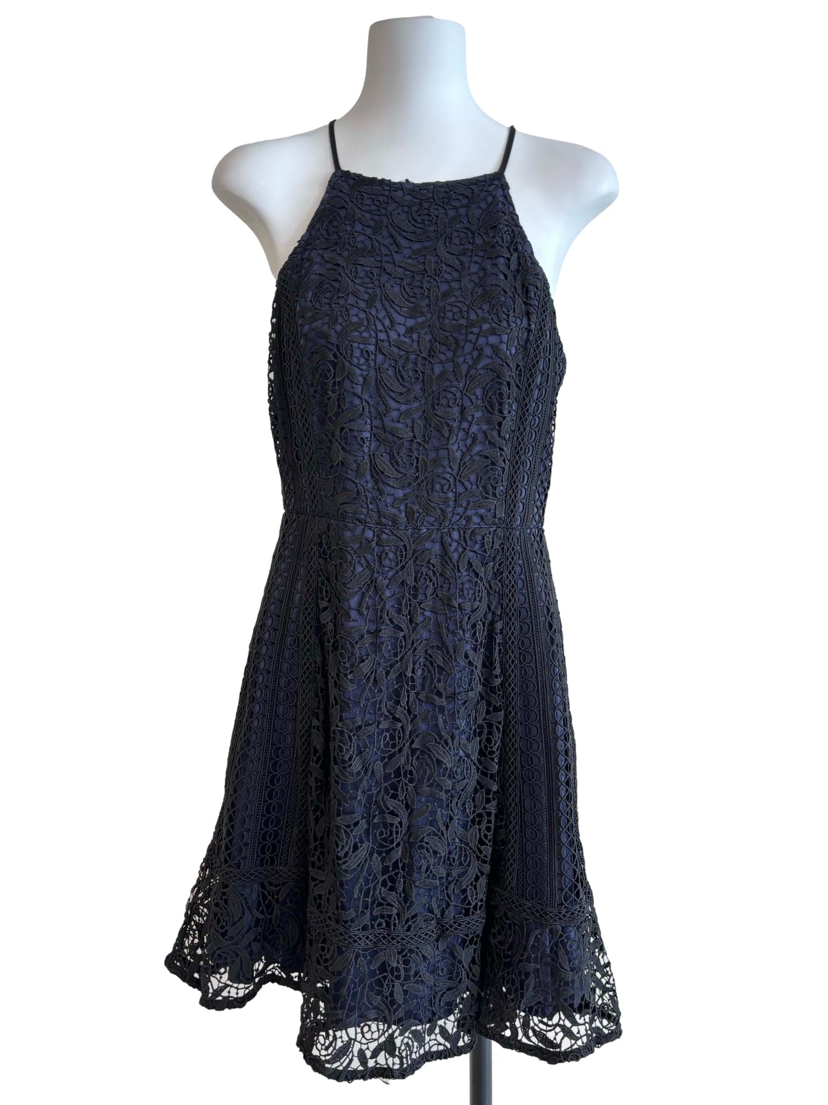 Blue Black A-Line Lace Dress