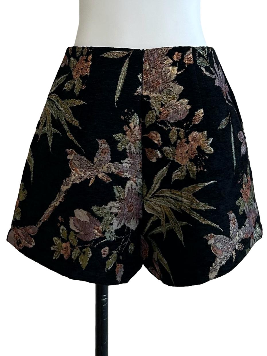 Soft Black Patrine Brocade Shorts