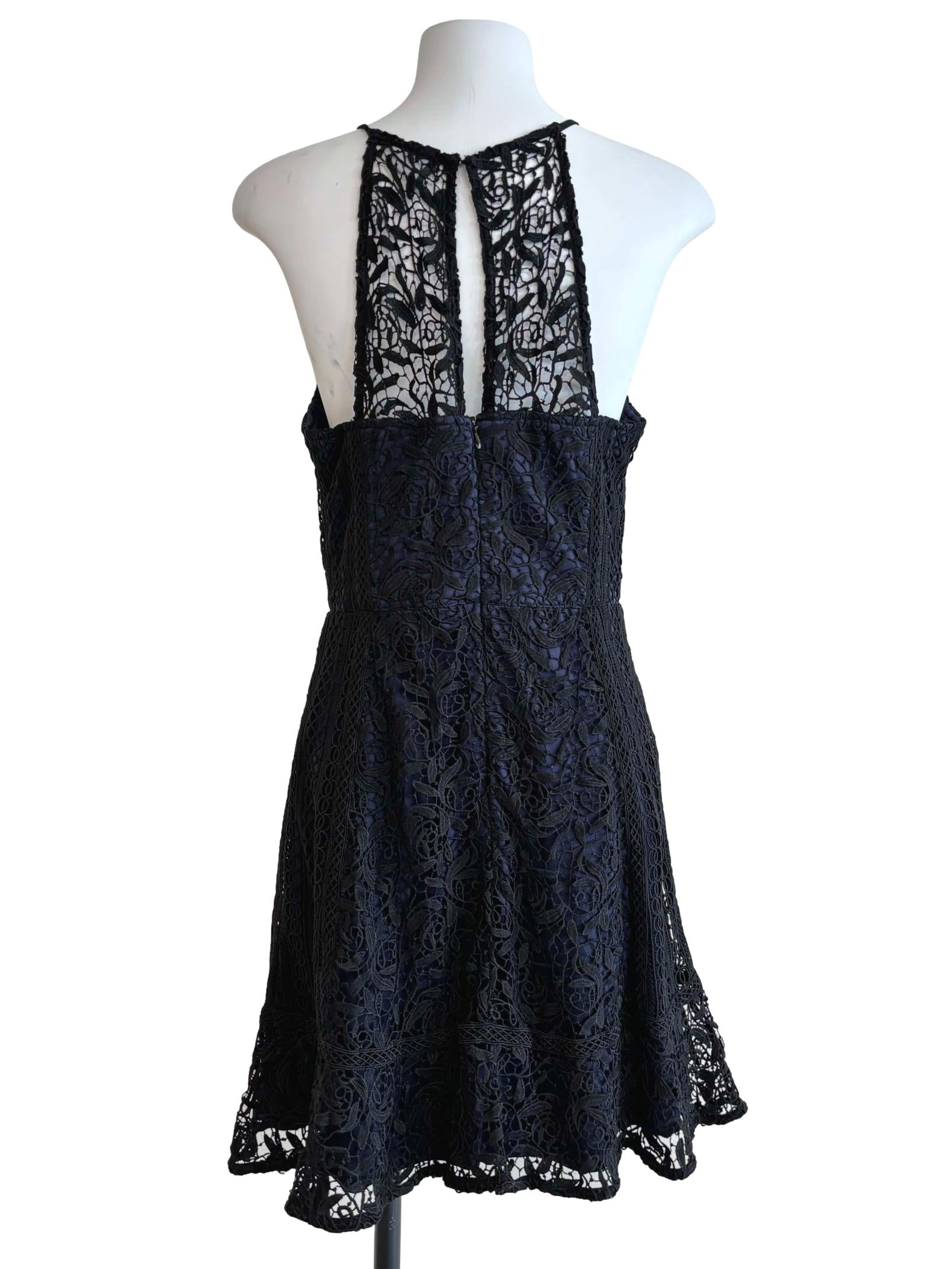 Blue Black A-Line Lace Dress