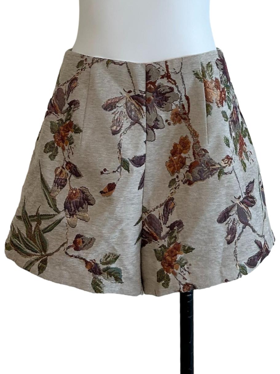 Beige Patrine Brocade Shorts