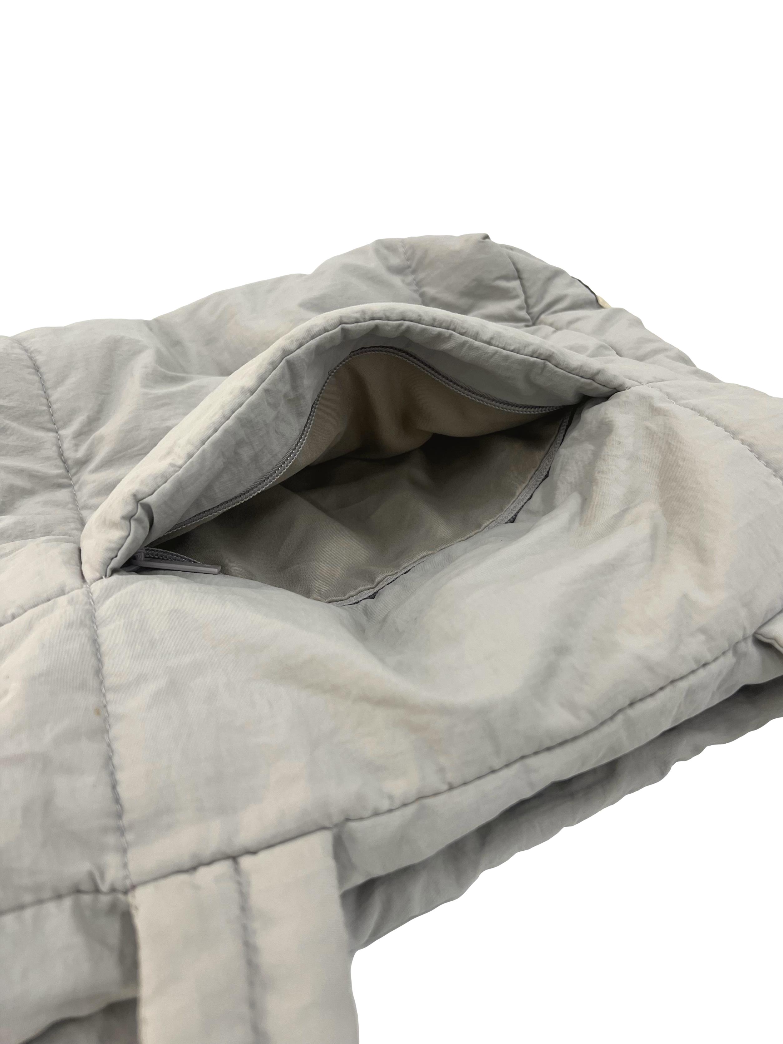 Grey Nylon Puffer Shopper Shoulder Bag