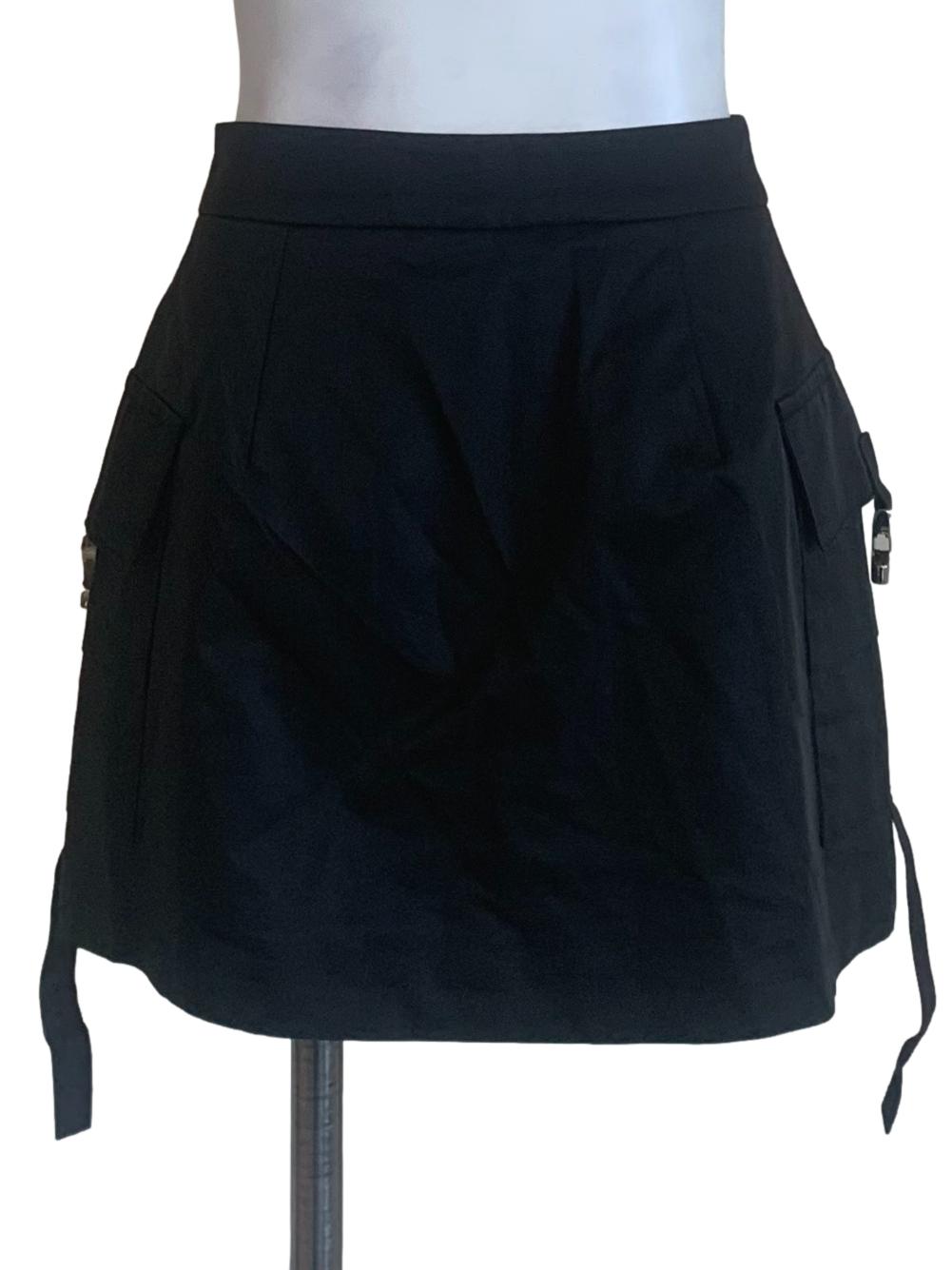 Oil Black Cargo Skirt