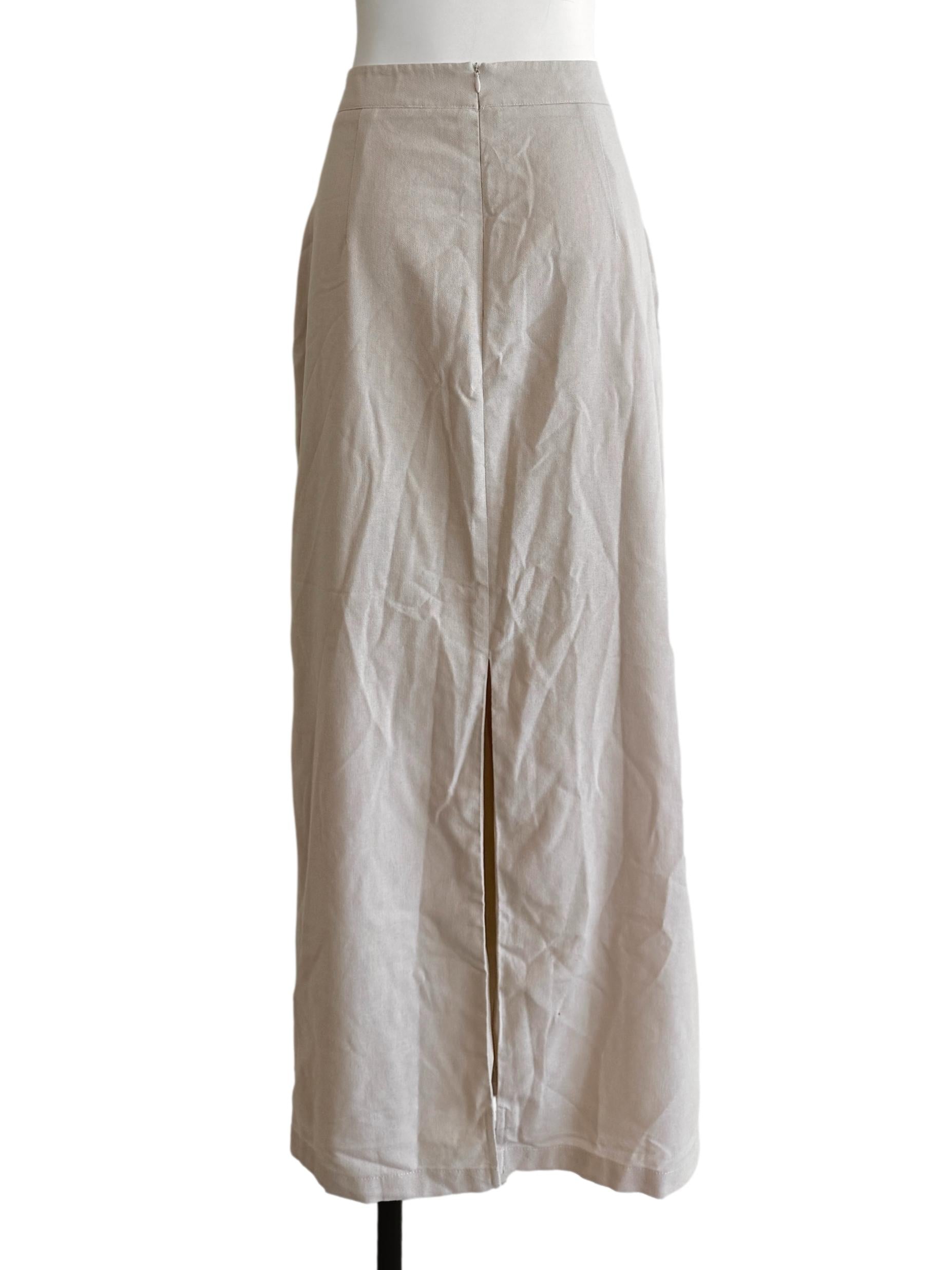 Linen Beige Pencil Skirt