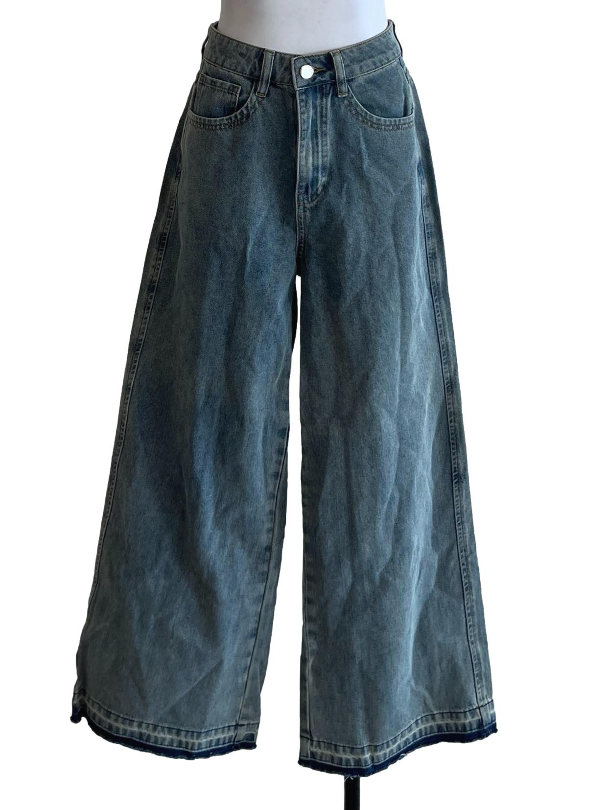 Washed Blue Denim Baggy Jeans