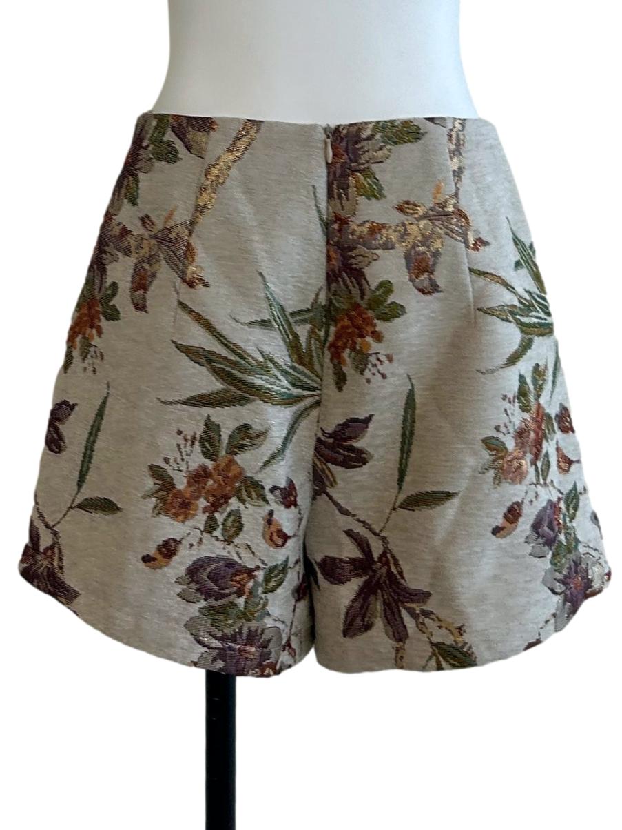 Beige Patrine Brocade Shorts