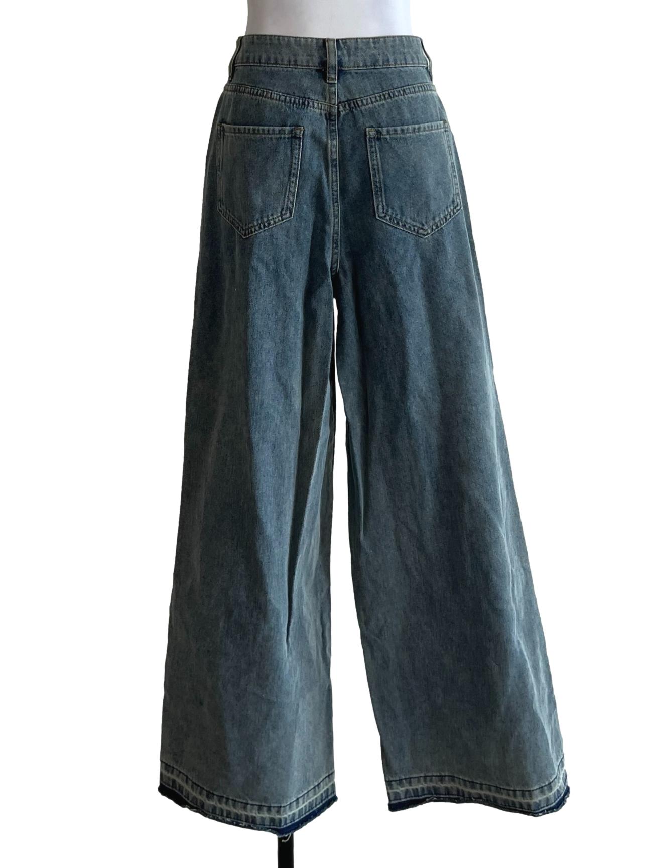 Washed Blue Denim Baggy Jeans