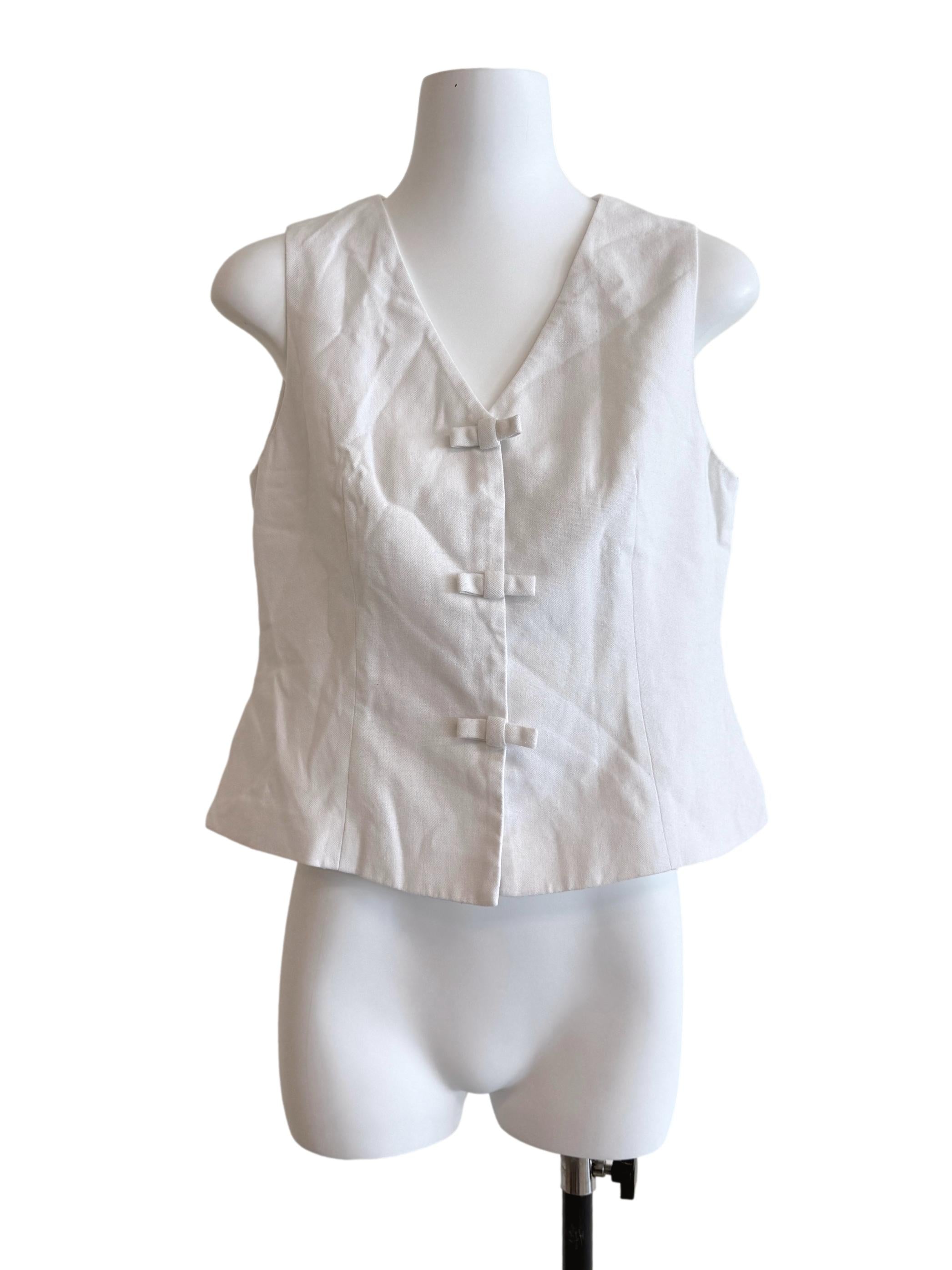 White Ribbon Sleeveless Top