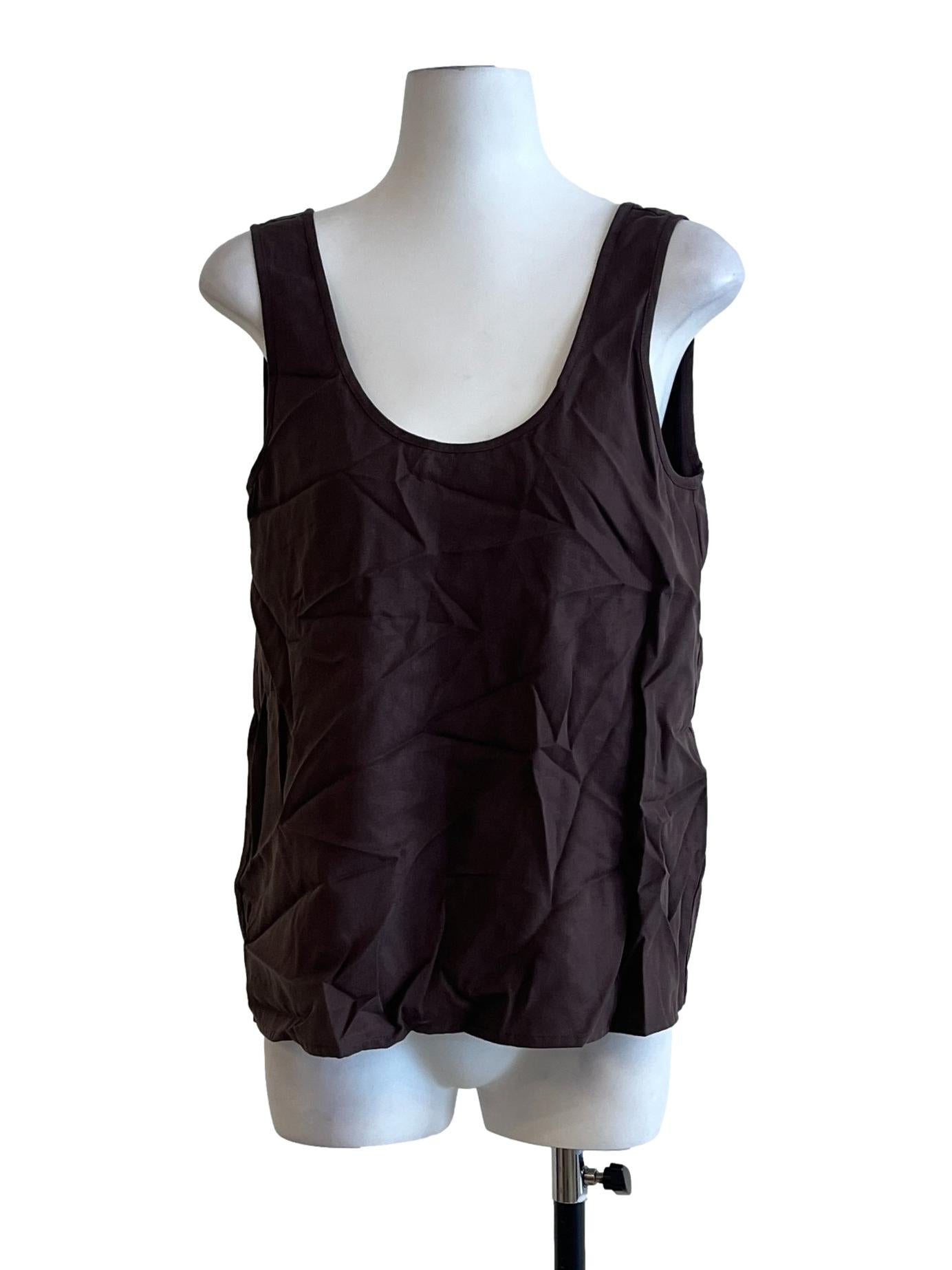 Hickory Brown Scoop Sleeveless Top STH