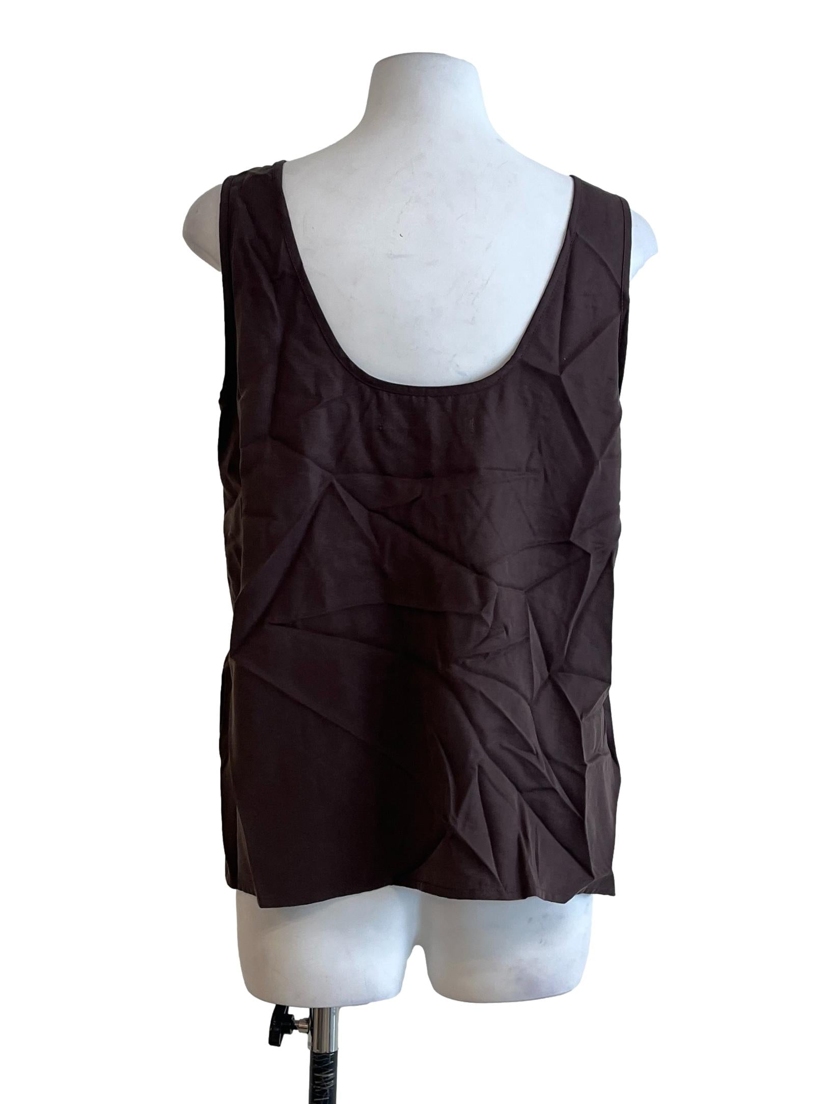 Hickory Brown Scoop Sleeveless Top STH