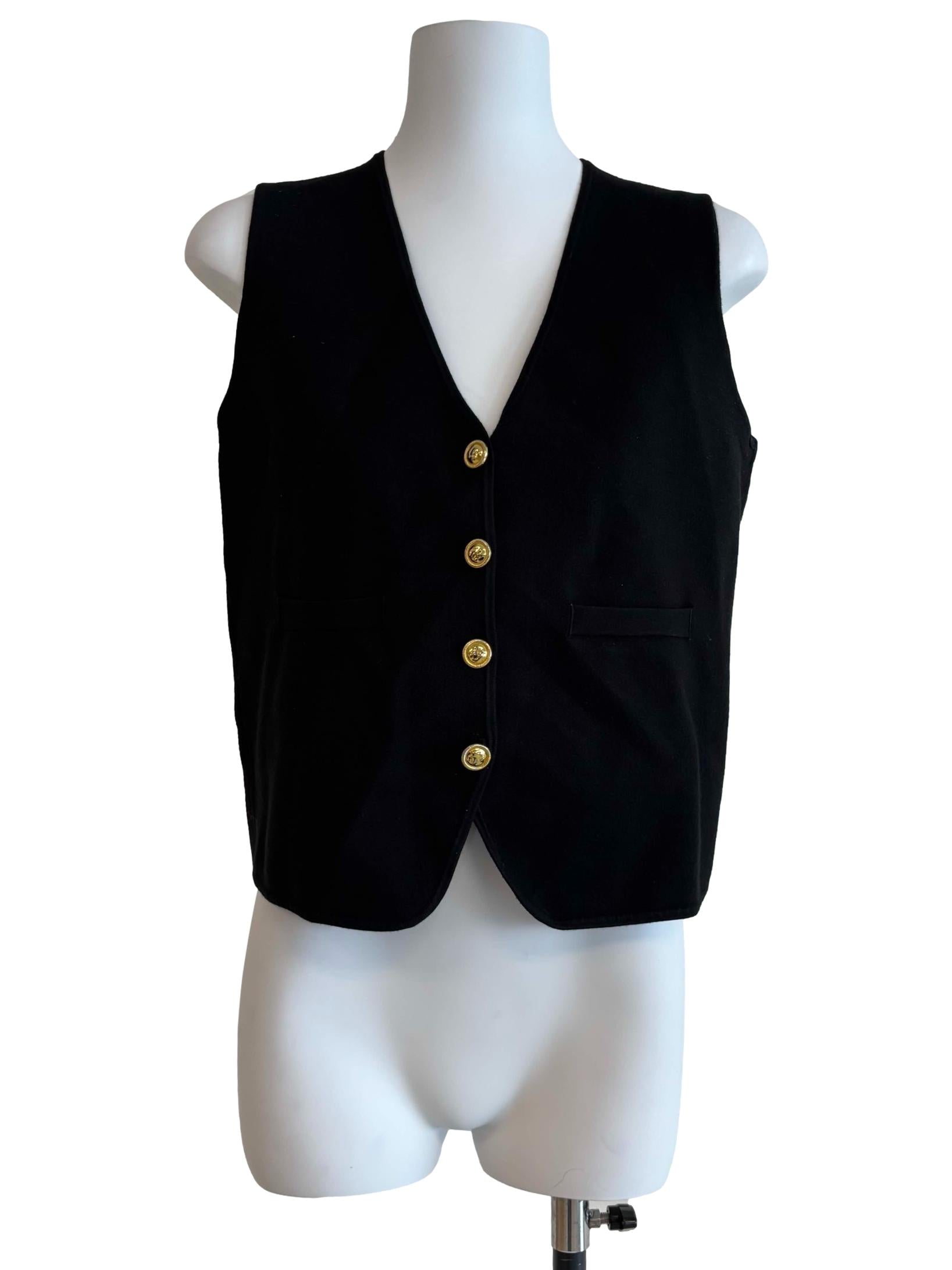 Rich Black Gold Buttoned Knit Top