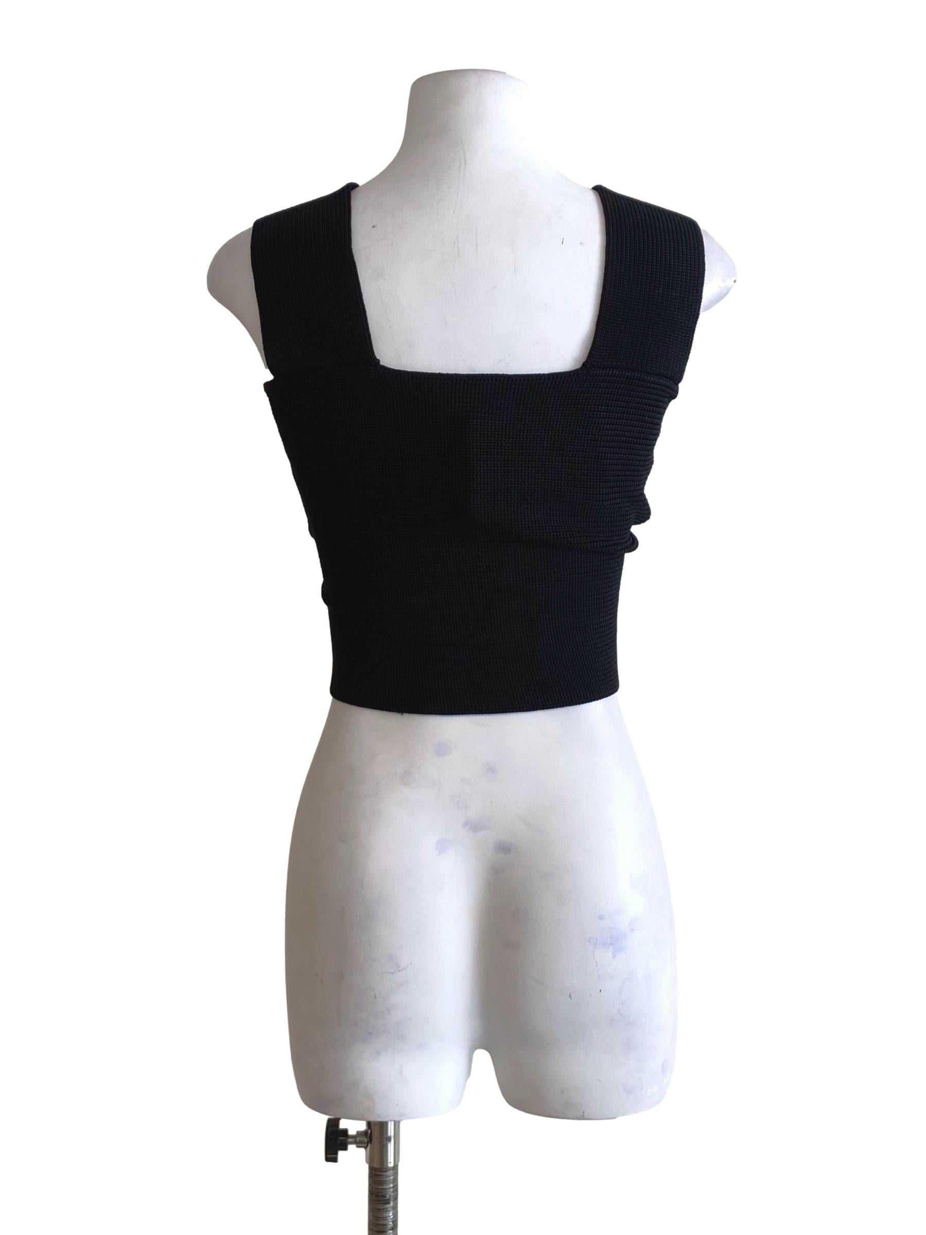 Coal Black Sleeveless Knitted Top LB