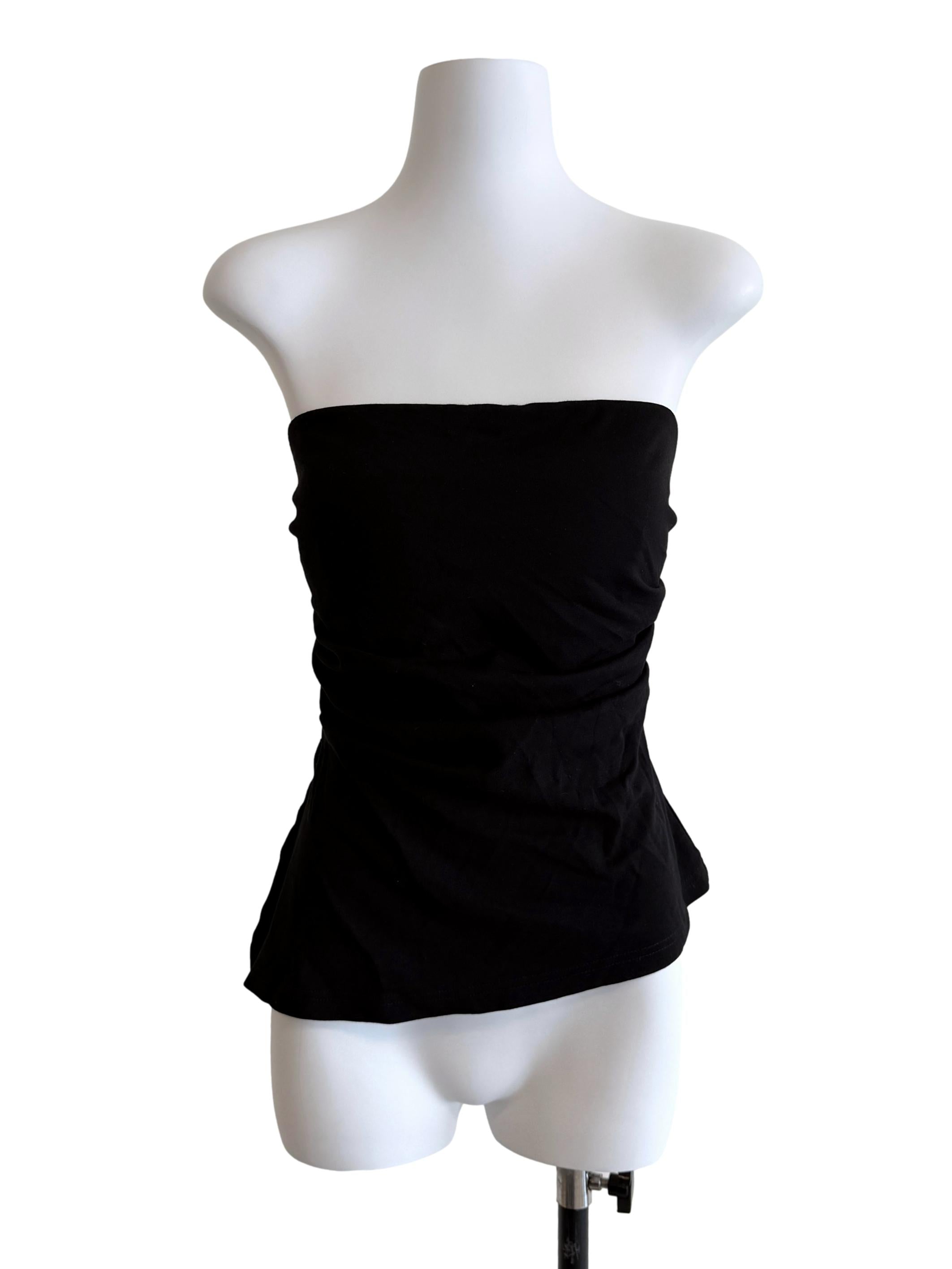Black Straight Across Neck Top