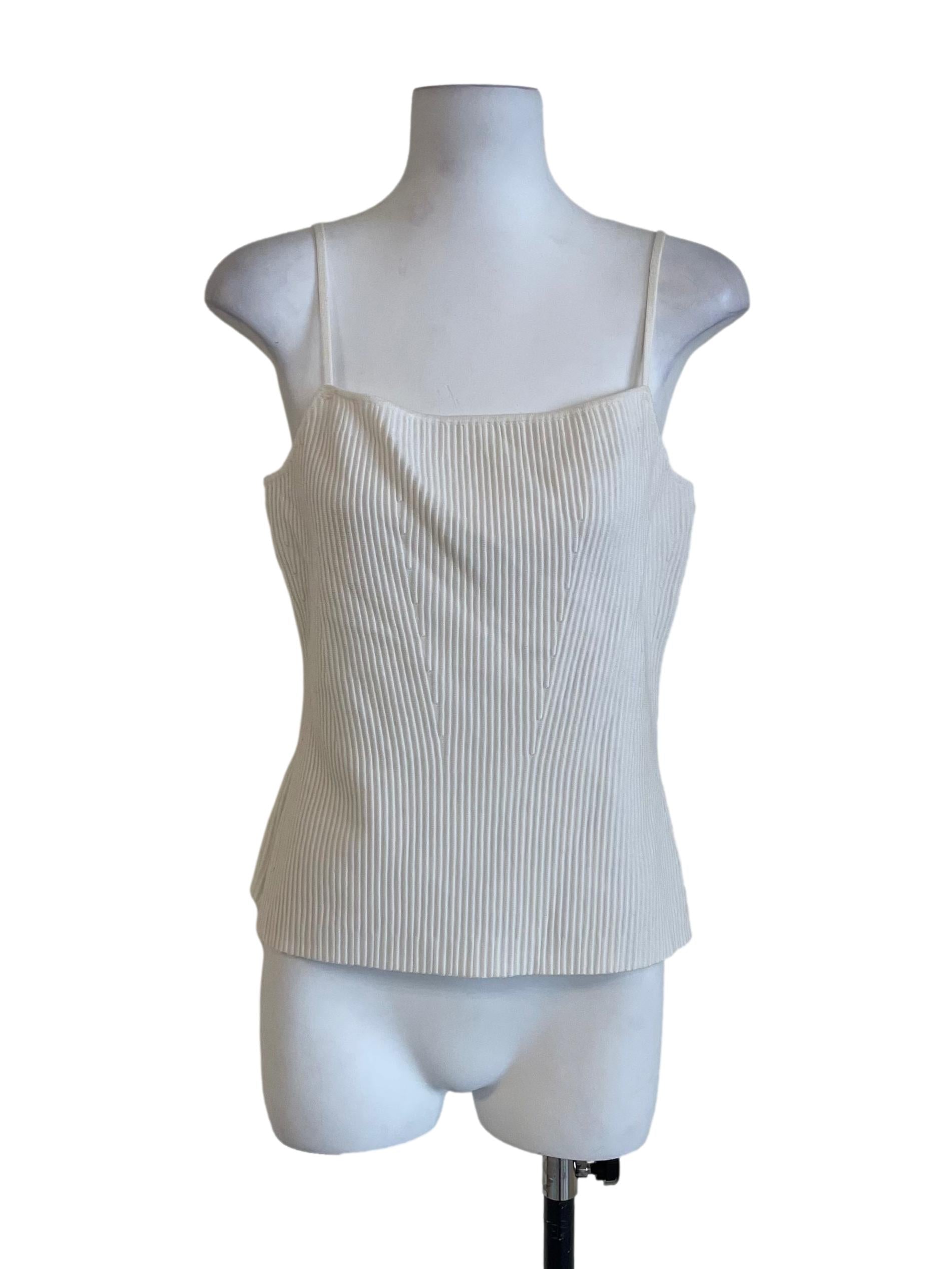 White Ribbed Knit Camisole