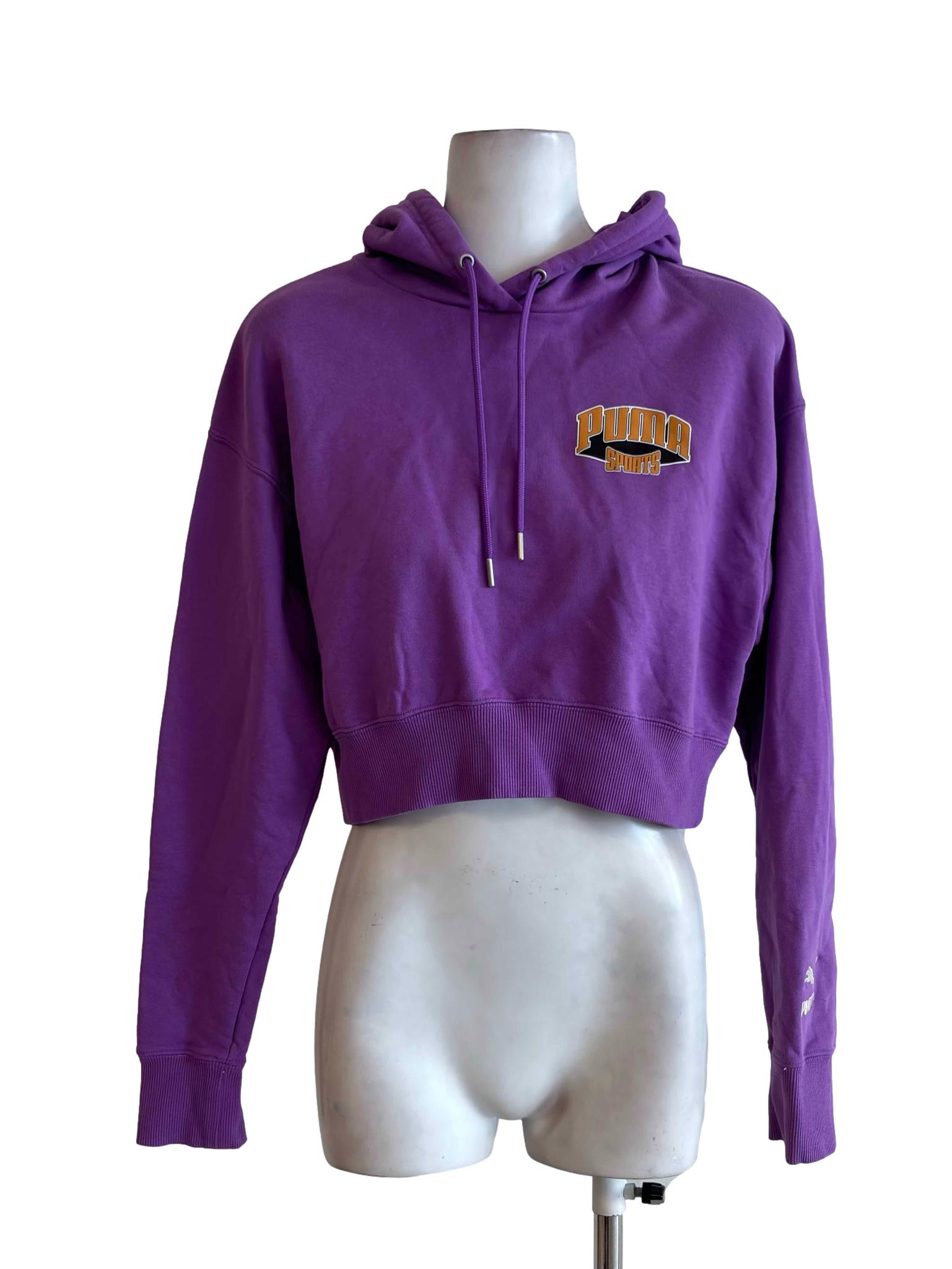 Purple Logo Cropped Hoodie