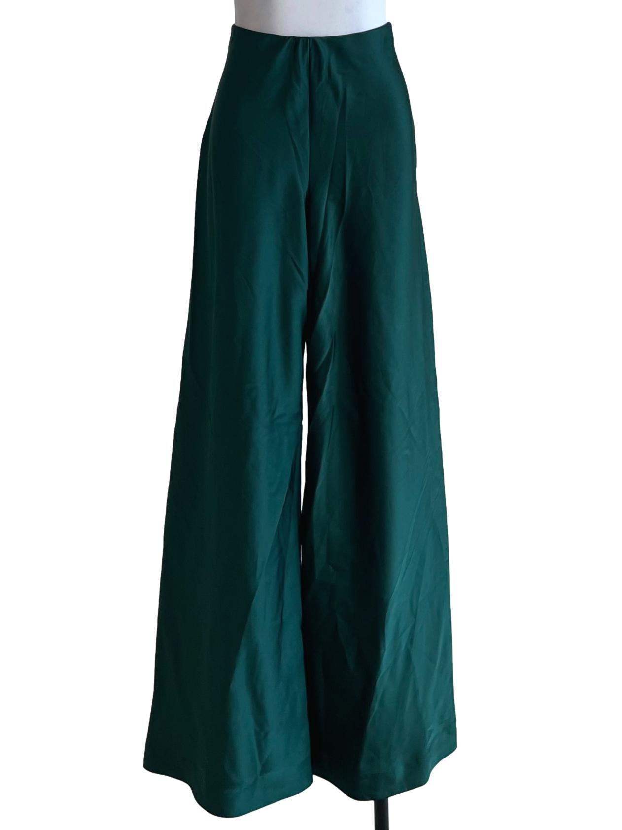 Pine Green High-Waisted Formal Pants