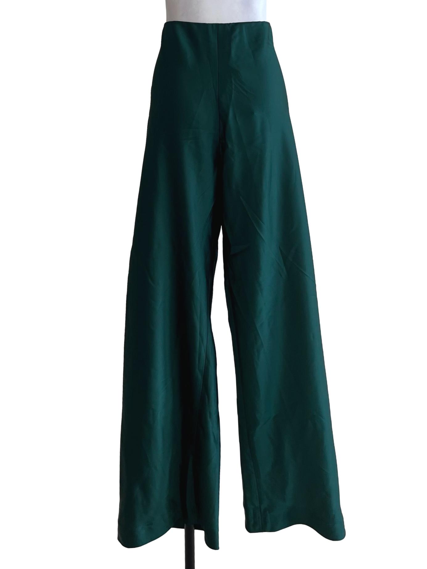 Pine Green High-Waisted Formal Pants