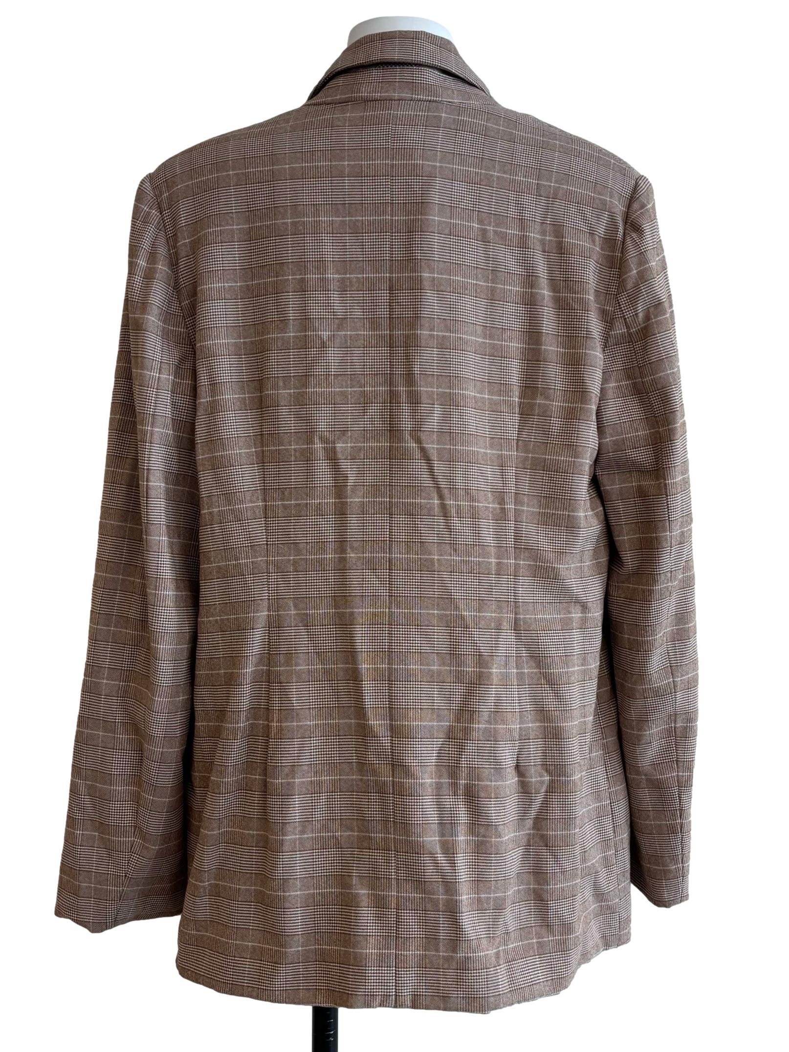Peanut Brown Double Button Plaid Blazer