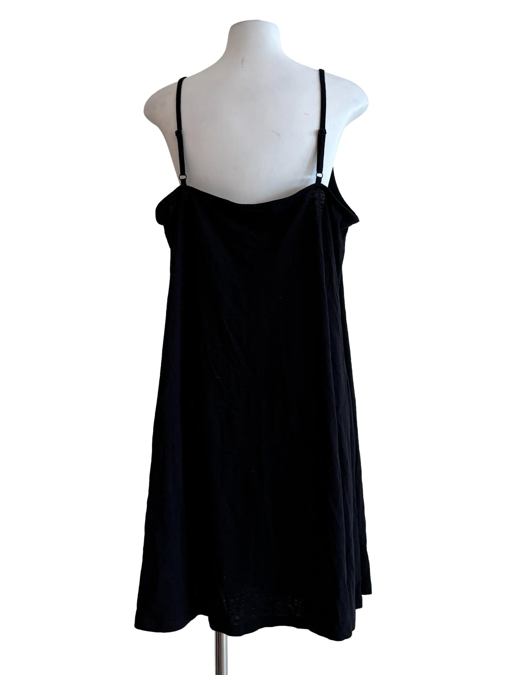 Jet Black Cotton Spaghetti Strap Dress