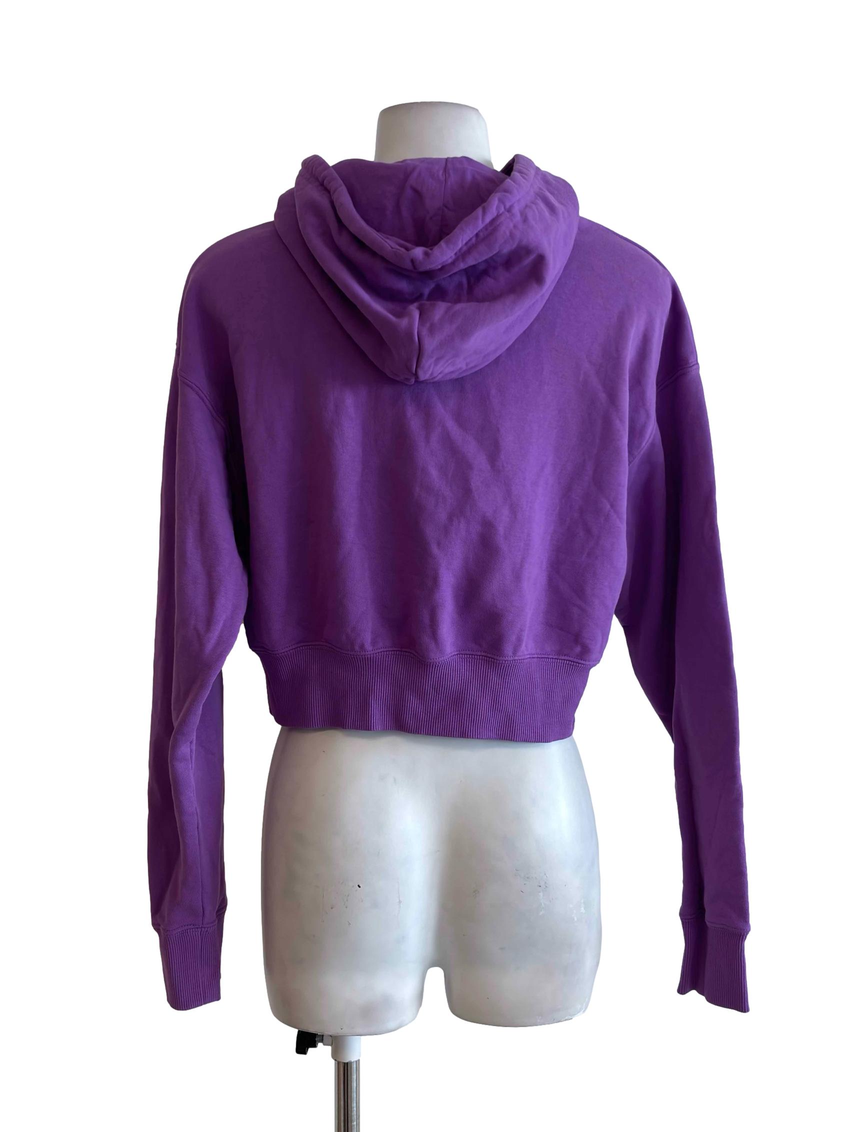 Purple Logo Cropped Hoodie
