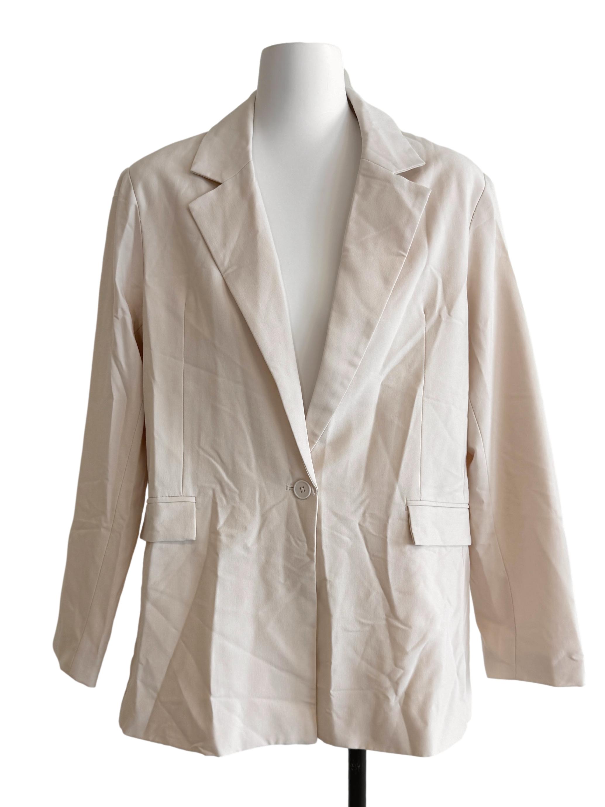 Parchment White Single Button Blazer