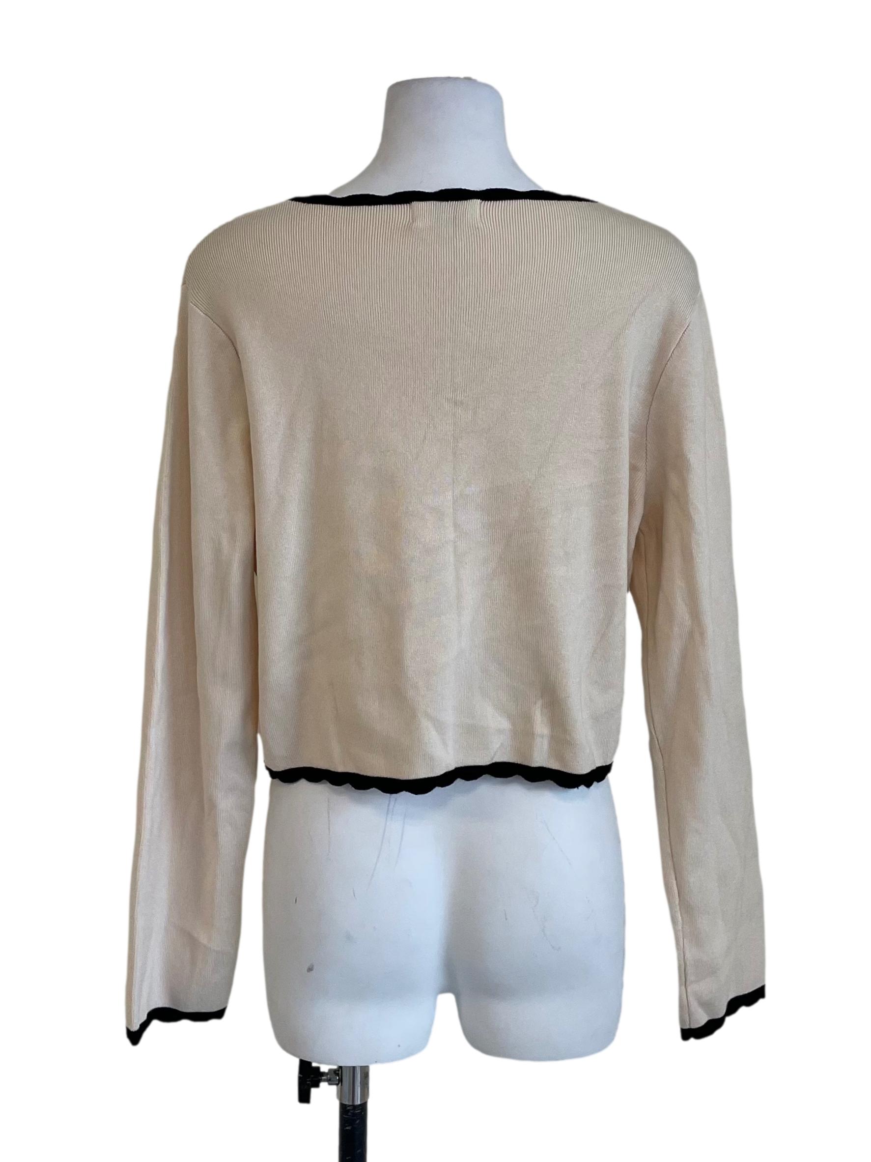 Ivory White Trace Button Down Cardigan