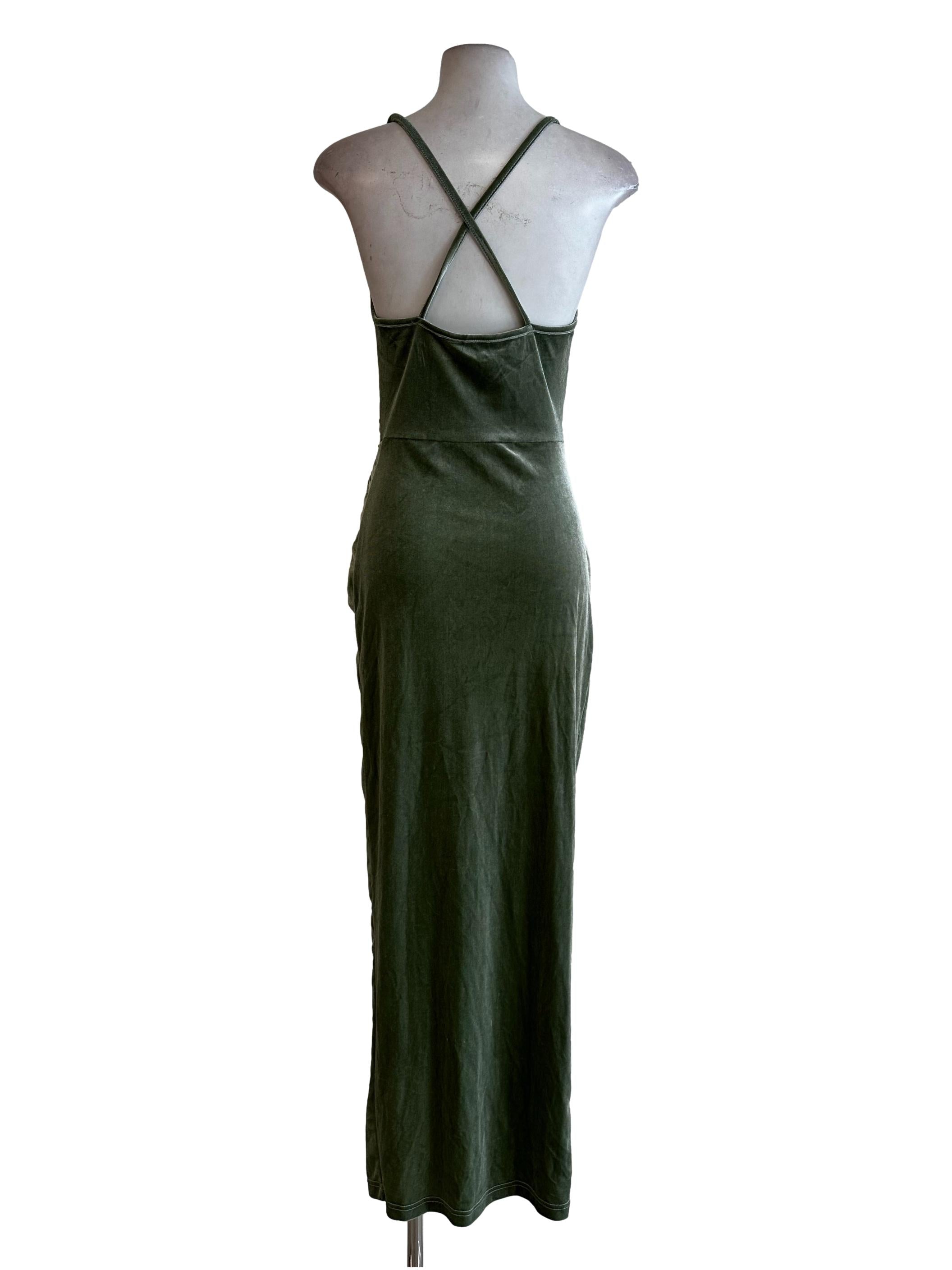 Green Velvet Halter Straps Dress