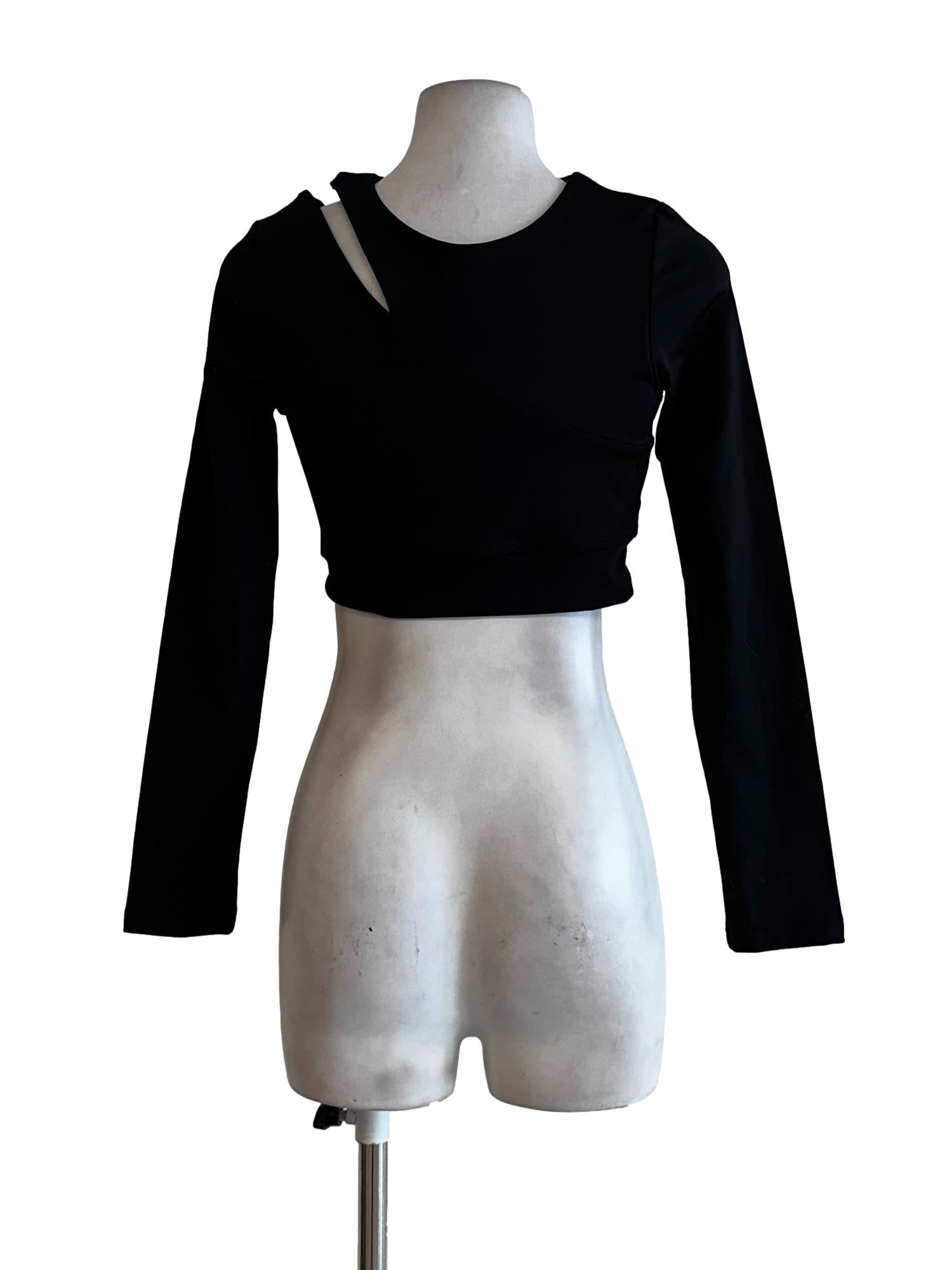 Black Long Sleeves Crop Top