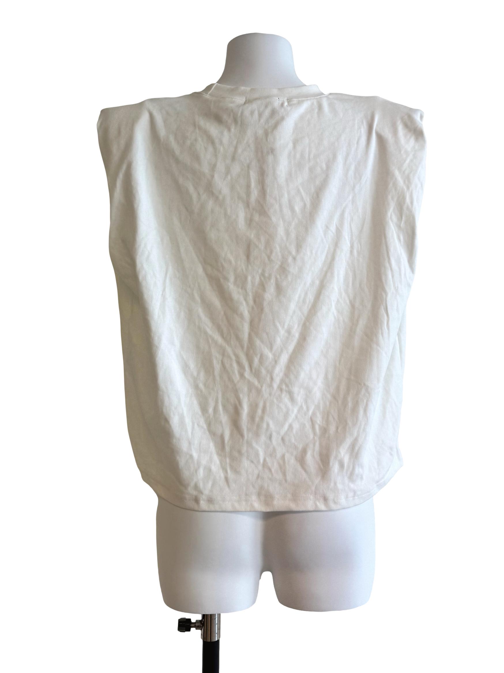Pure White Padded Shoulder Top