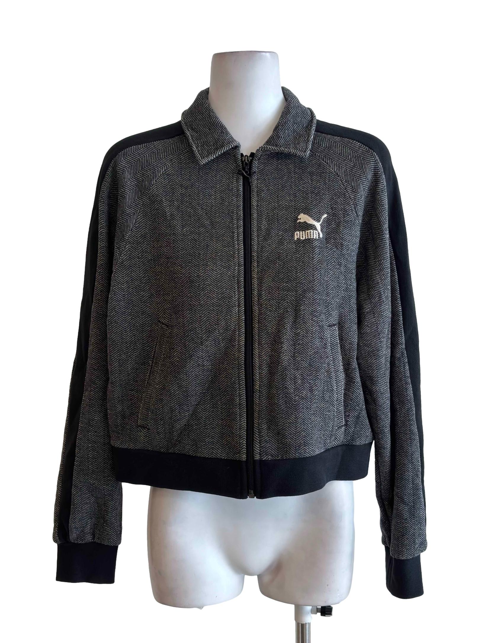 Black Pattern Zip Up Jacket