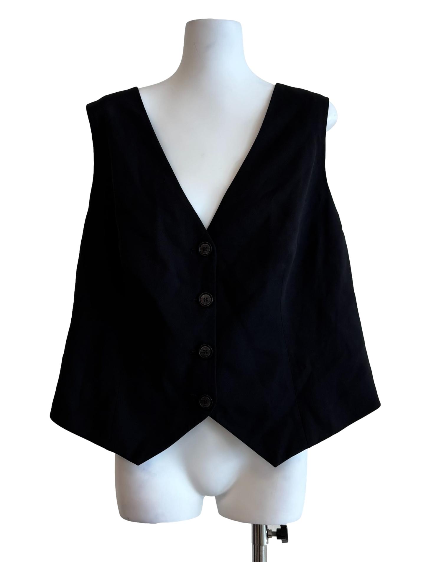 Night Black V-Neck Vest Top