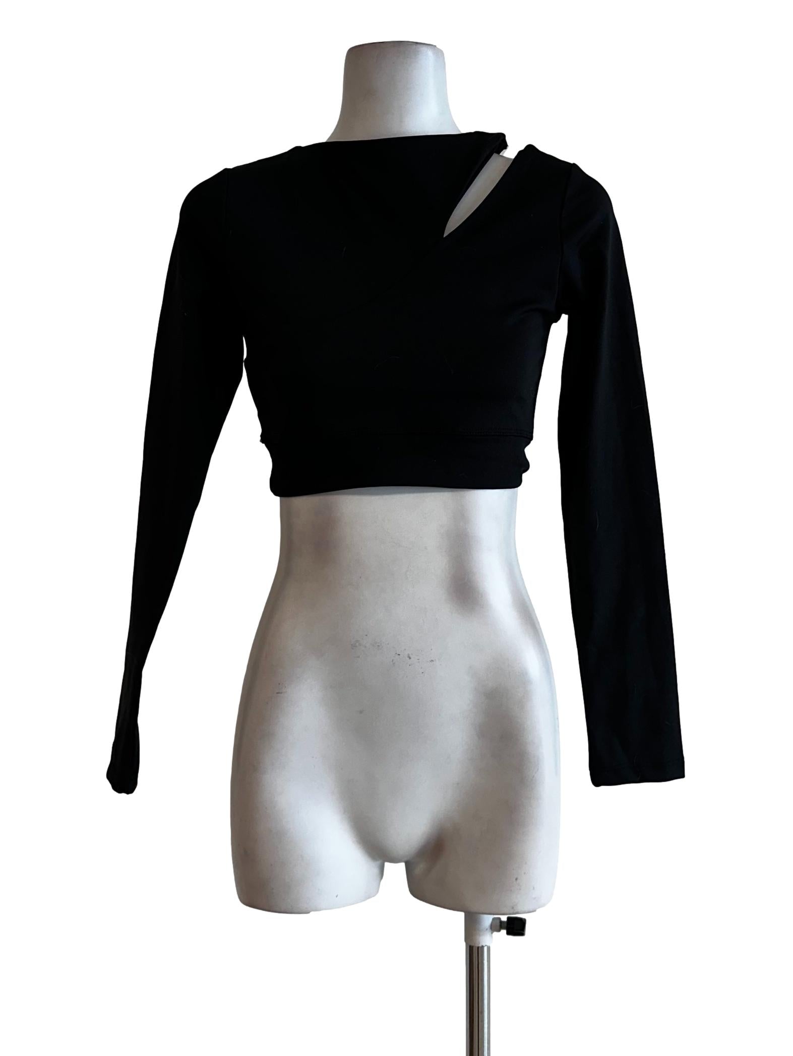 Black Long Sleeves Crop Top