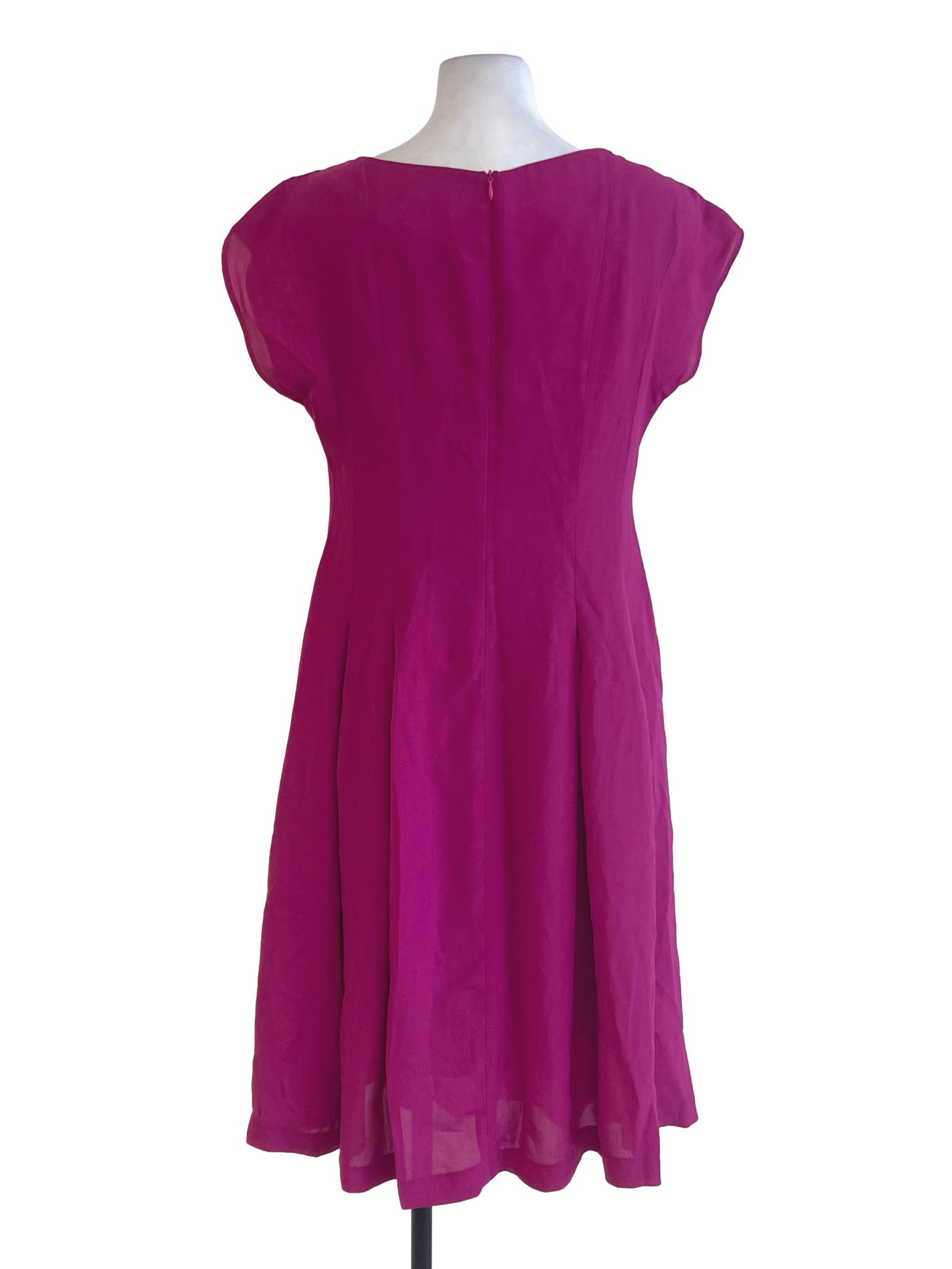 Magenta Butterfly Sleeved Shift Cored Dress