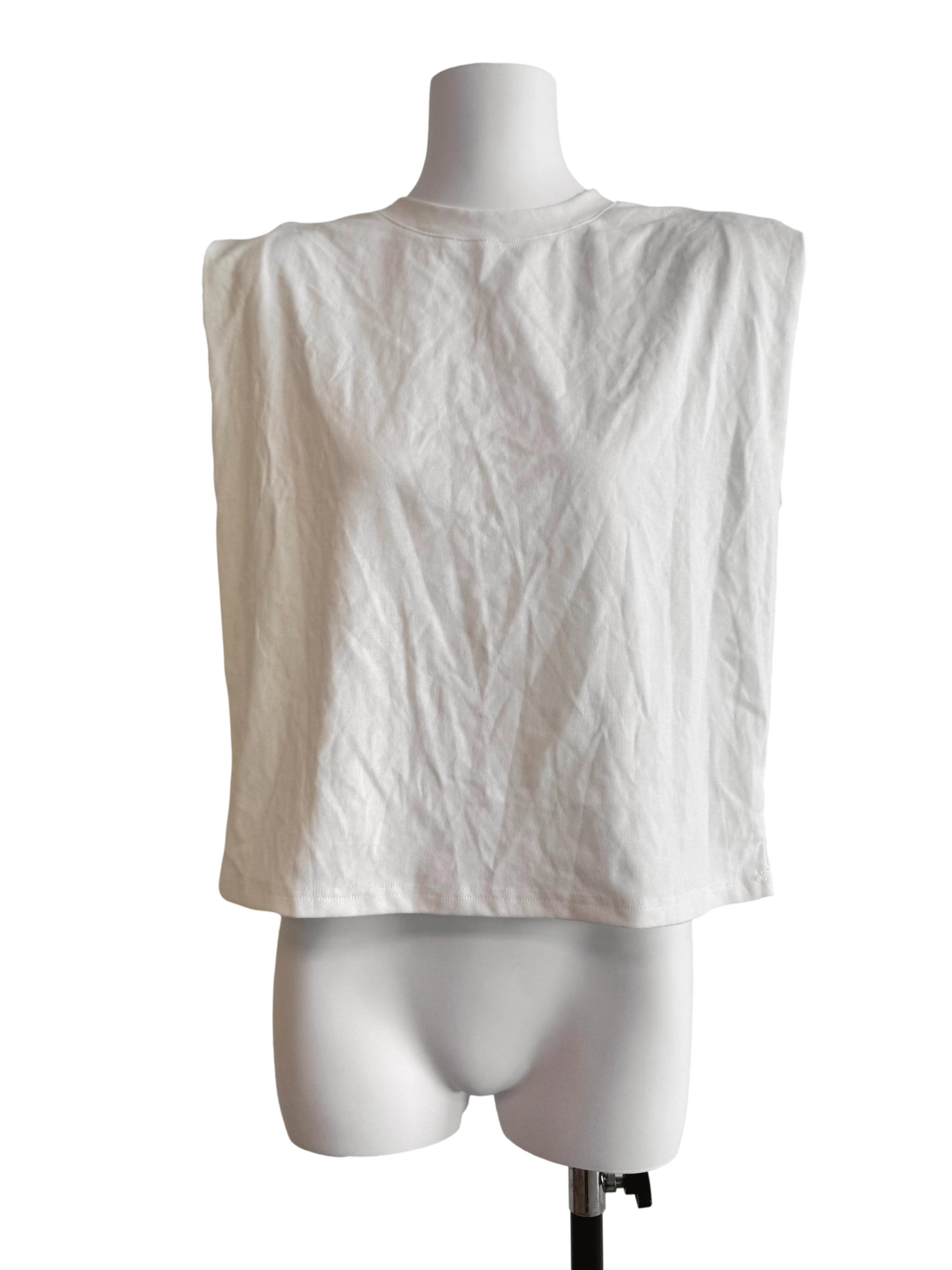 Pure White Padded Shoulder Top