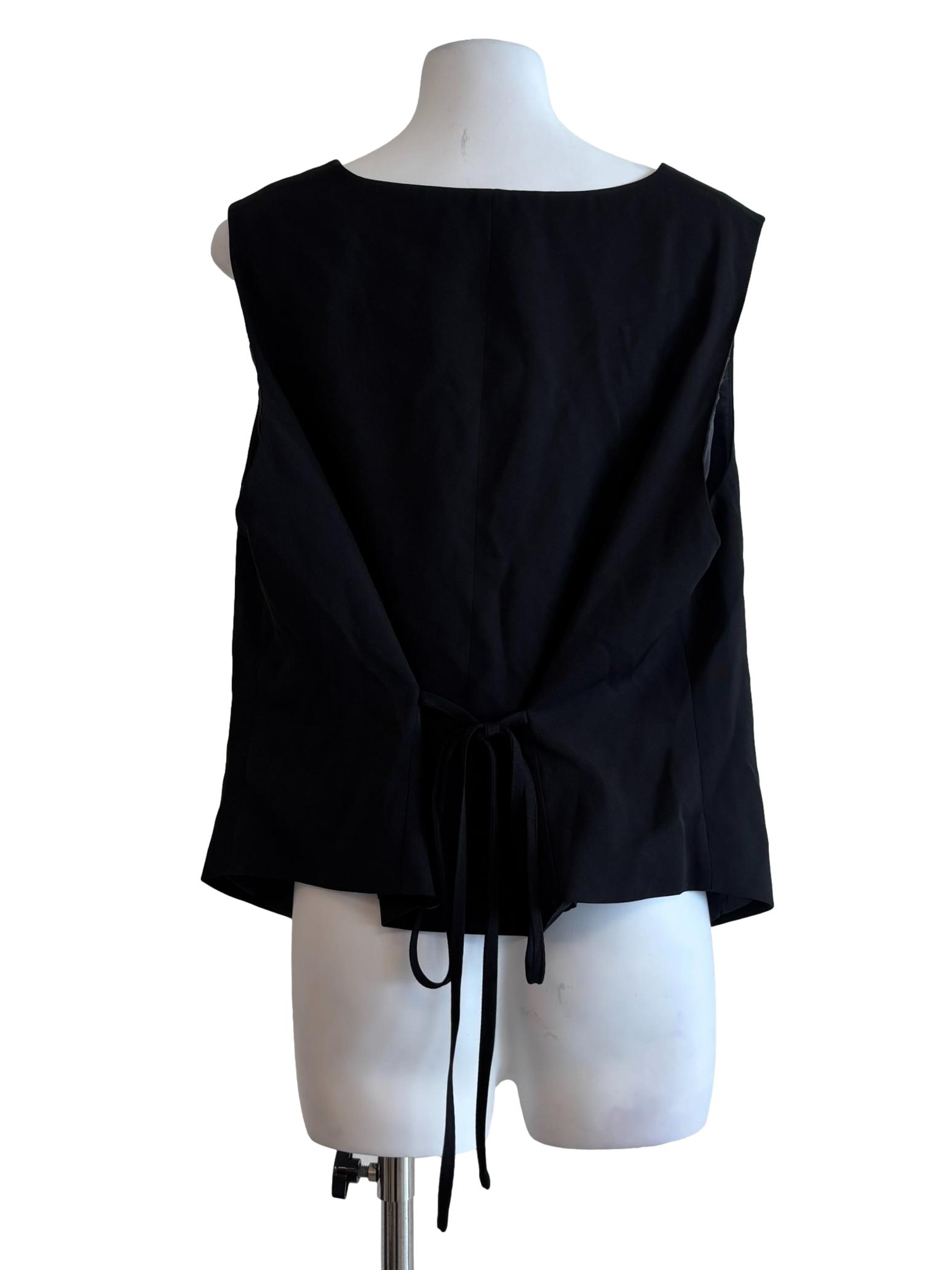 Night Black V-Neck Vest Top